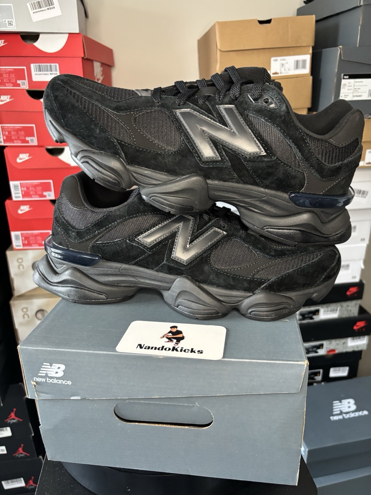 New Balance 9060 Triple Black Suede Men’s Size-U9060BPM