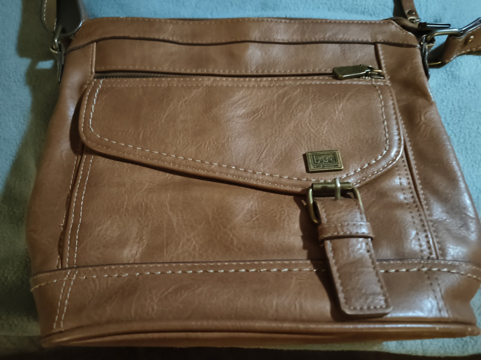 b.o.c Born Concept Brown Shoulder Bag with Buckle Accent, Zipper, Pockets
