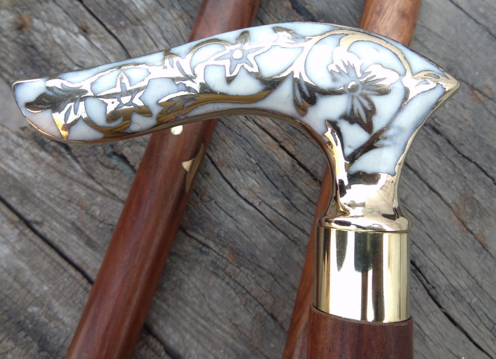 Antique Style Brass Victorian Head Handle Designer Wooden Stick Walking Cane New