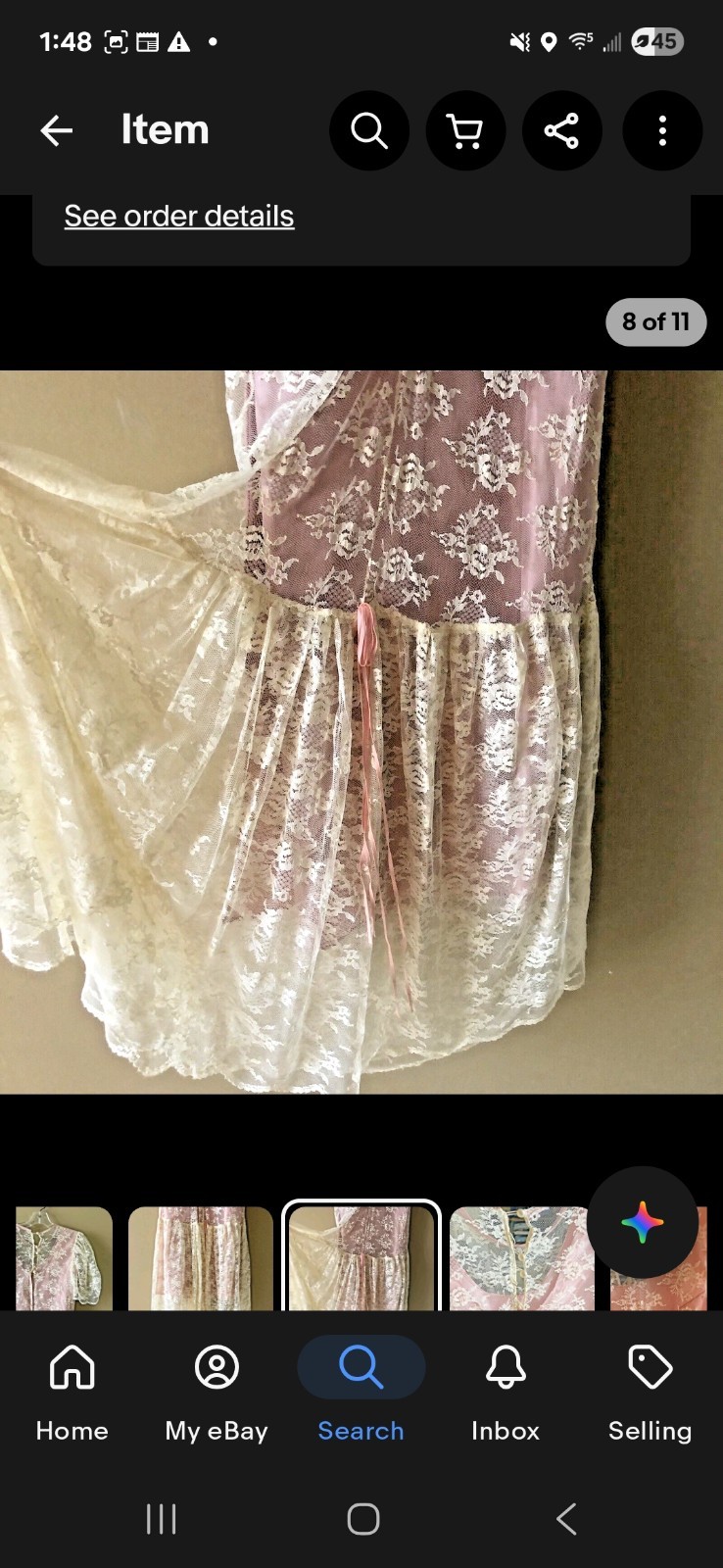 Lace Pink Mermaid Dress Theatre Play Event Vtg Victorian Style 1890s-1900s
