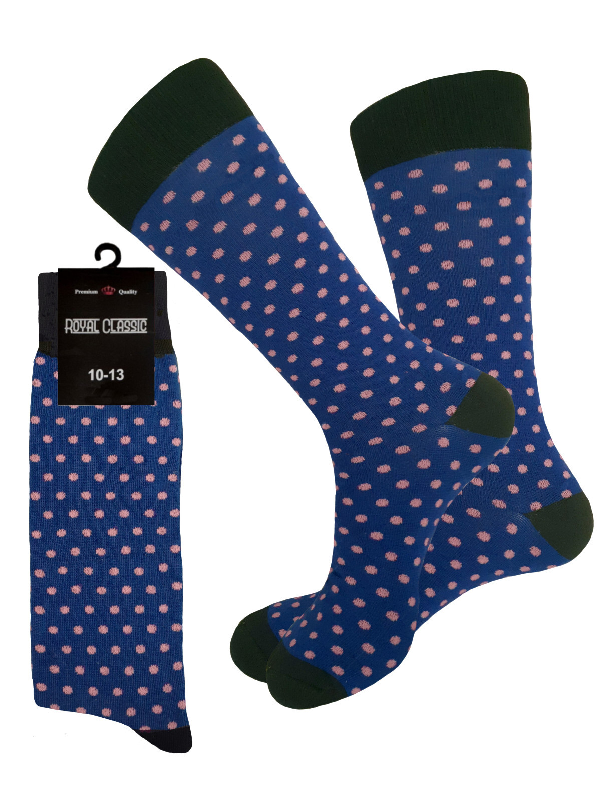 4 Pk Cotton Dress Socks First Quality TRUE TO SIZE 10-13 Multicolor Polka Dot