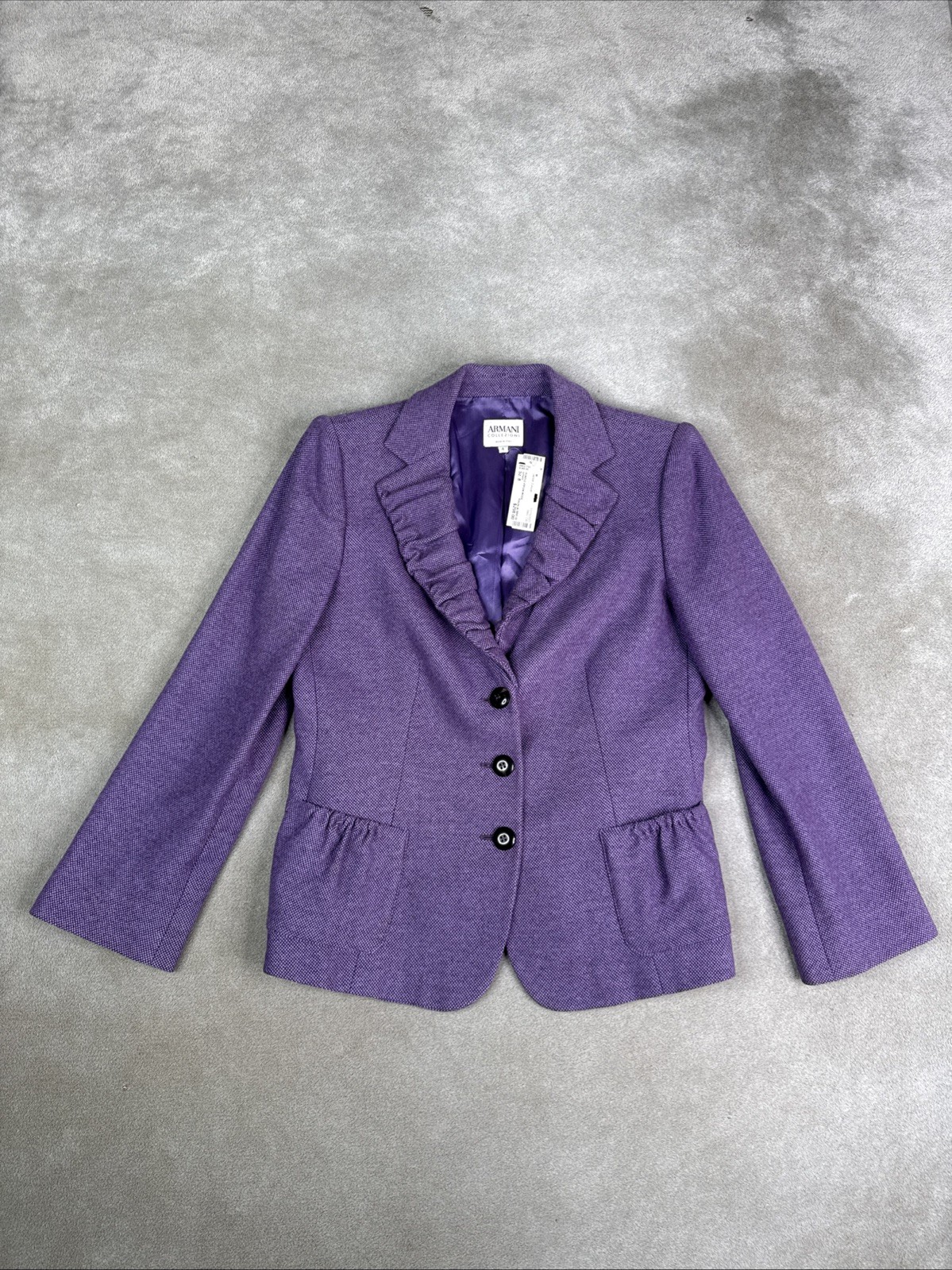 Armani Collezioni Italy Purple Virgin Wool Blazer Jacket Womens Size 8 New