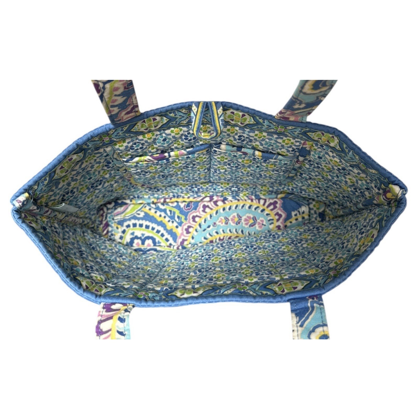 Retired Vera Bradley Tic Tac Toe Capri Blue Purse Handbag Paisley Toggle Tote