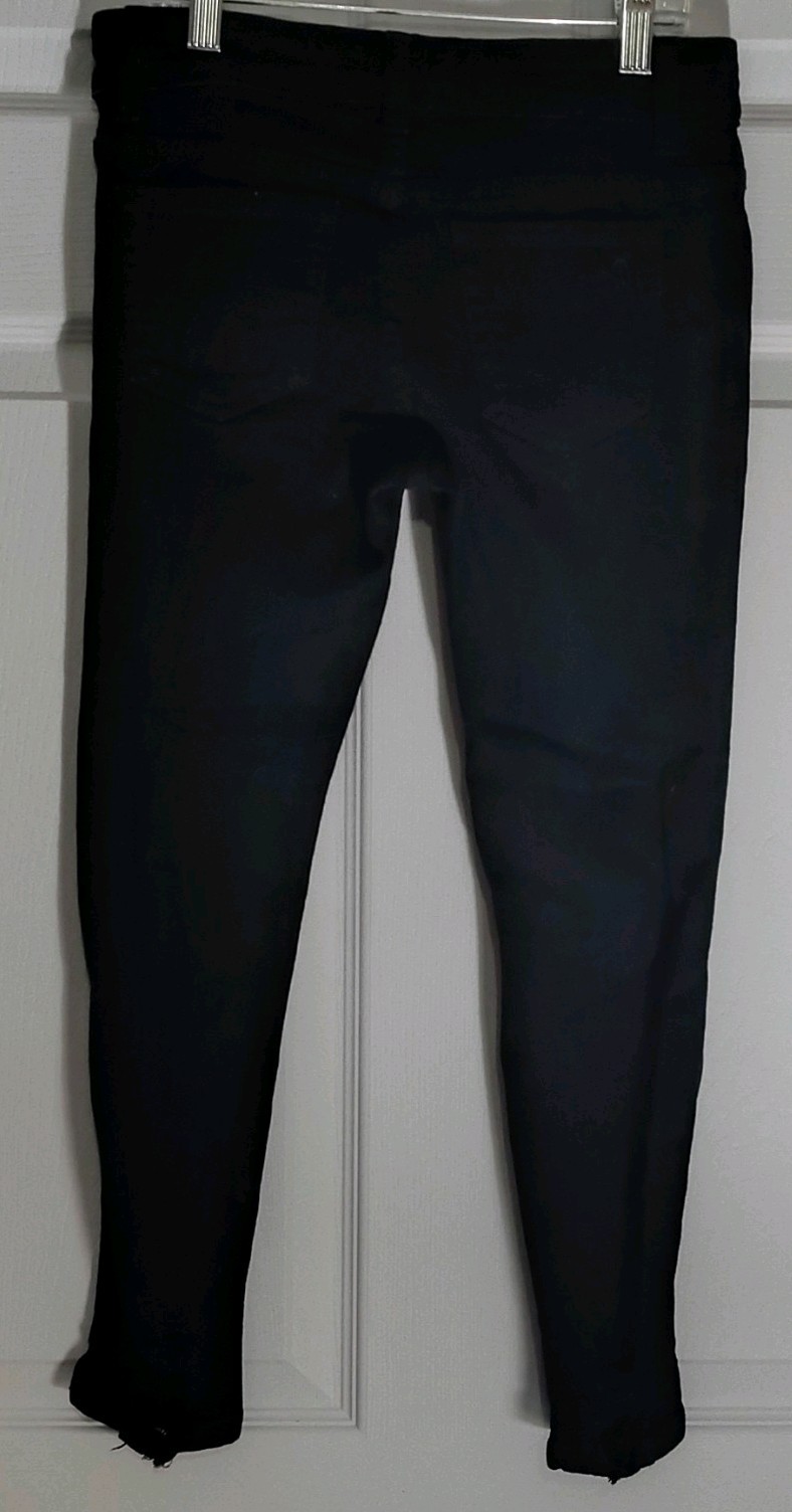 V.I.P. Girls Size 12 Slim Skinny Jeans Black Distressed Denim Cotton Button