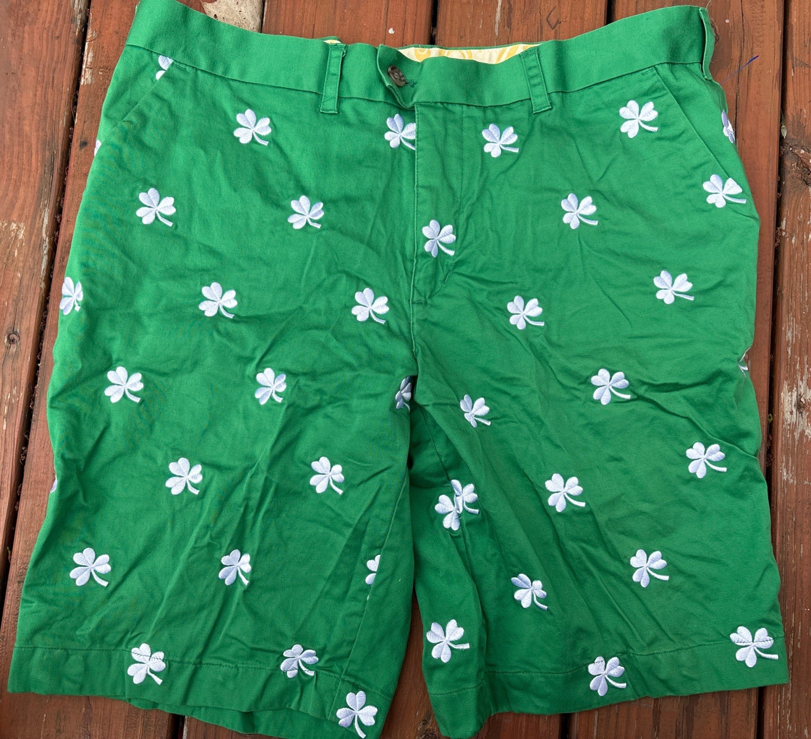 Loudmouth Golf Shorts Mens 38 Shamrocks Clover Embroidered St Patrick’s Day