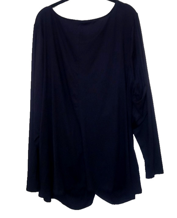 Lane Bryant NEW Sexy Ruched Stretch V Neck Long Sleeve Top Plus 30/32 5X Black
