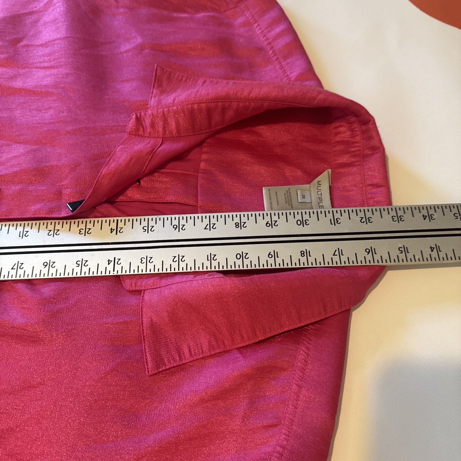 EUC Multiples Brand Plus Women’s Shackedt Jacket Shirt 2x Pink Fuschia Toggle