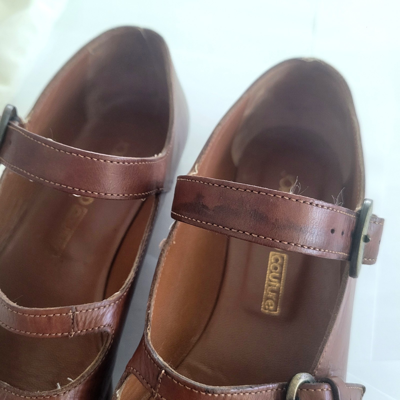 Joan & David Couture 7 Brown Open Toe Strappy Flat Handmade Italy Staps Women’s