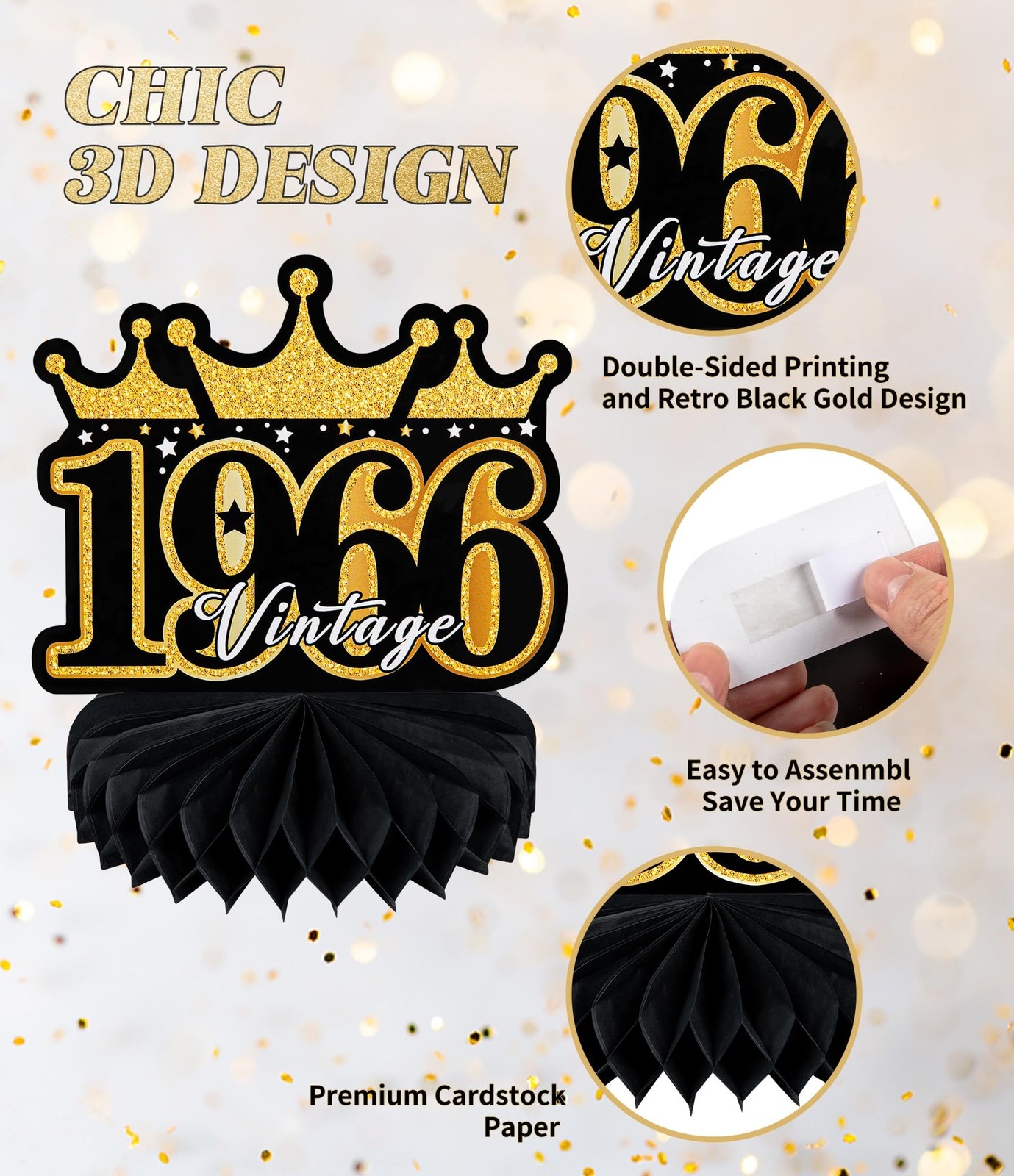 9 Pcs 60th Birthday Decoration for Men Women 60th Birthday Centerpieces for T…