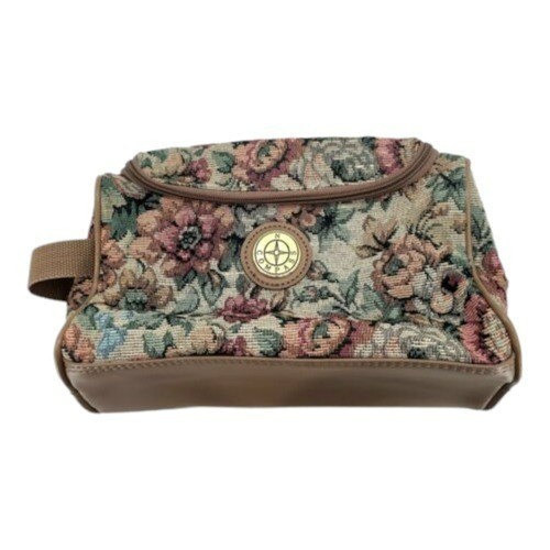 COMPASS Floral Travel Overnight Bag Makeup Case Set with Luggage Tag