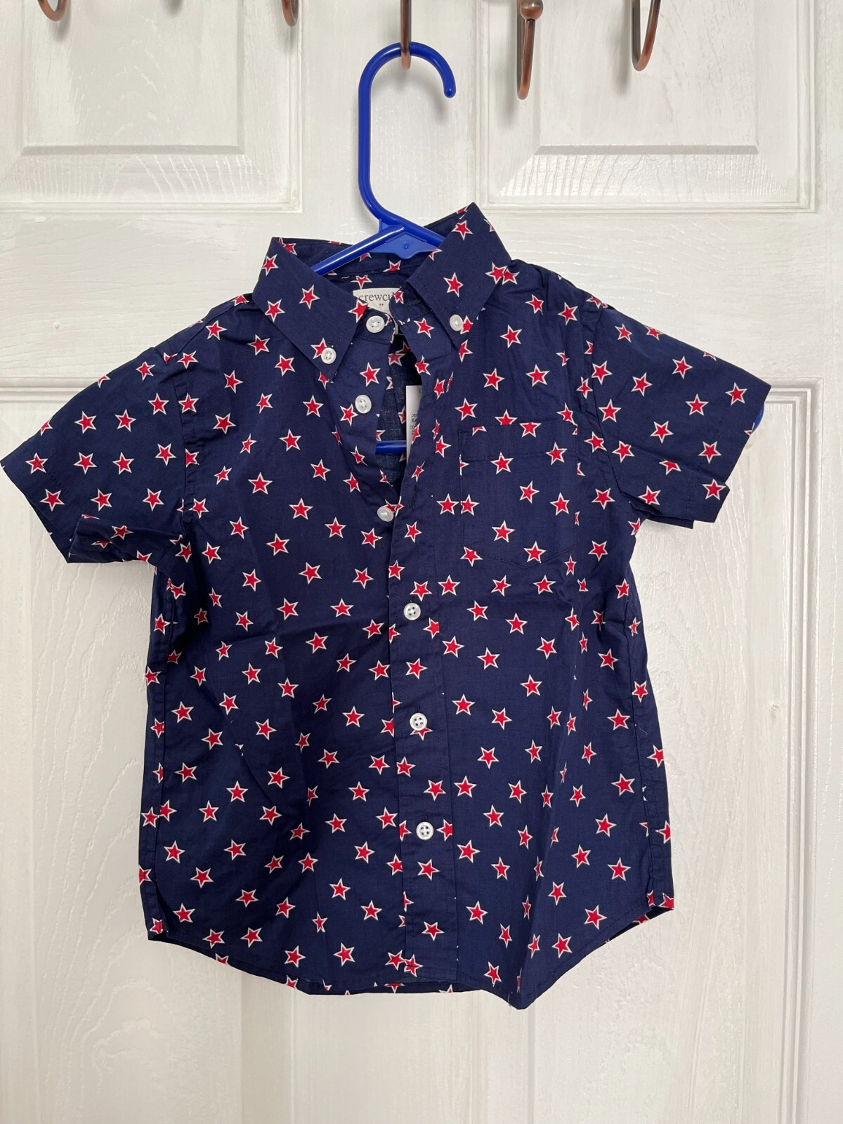 Crewcuts Cotton Shirt Boys Blue with Red Stars Size 3 /10 Please Choose Size NWT