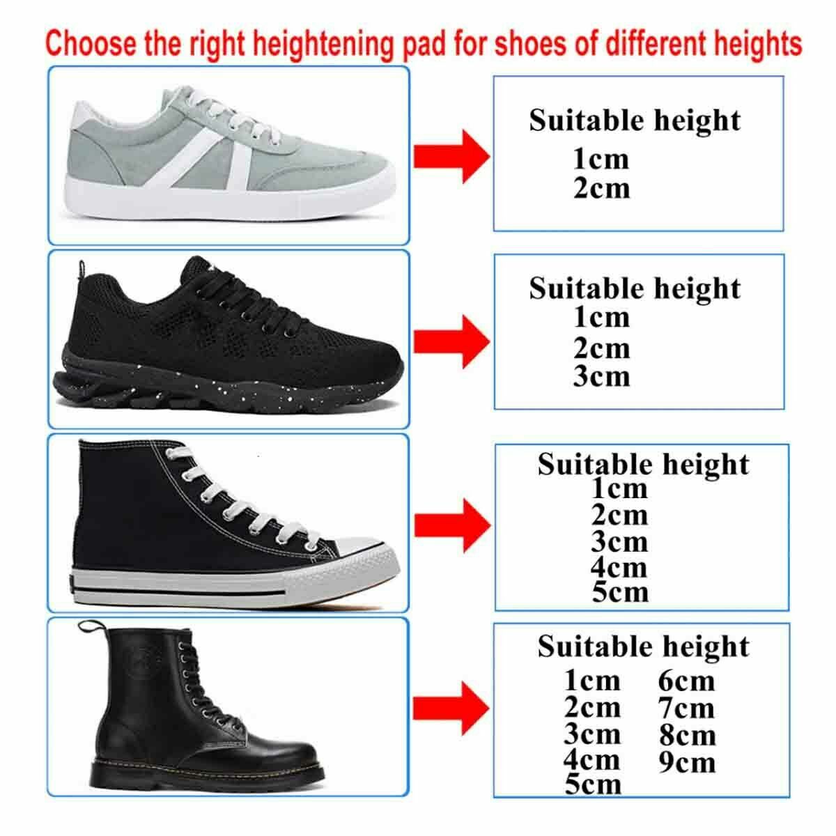 7cm 3-layer adjustable height booster insole heightening insole For Sneakers