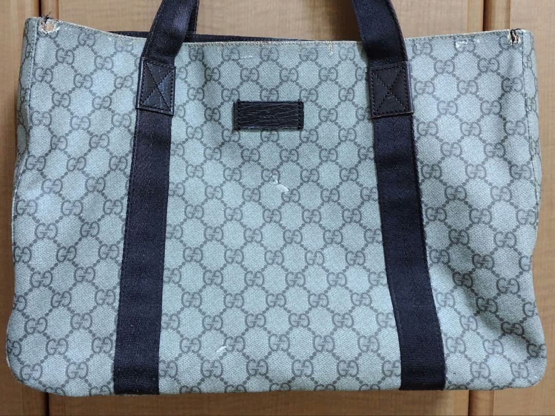 GUCCI GG Supreme Canvas Tote Bag Brown 141624 Top Handle Women’s 37cm Auth