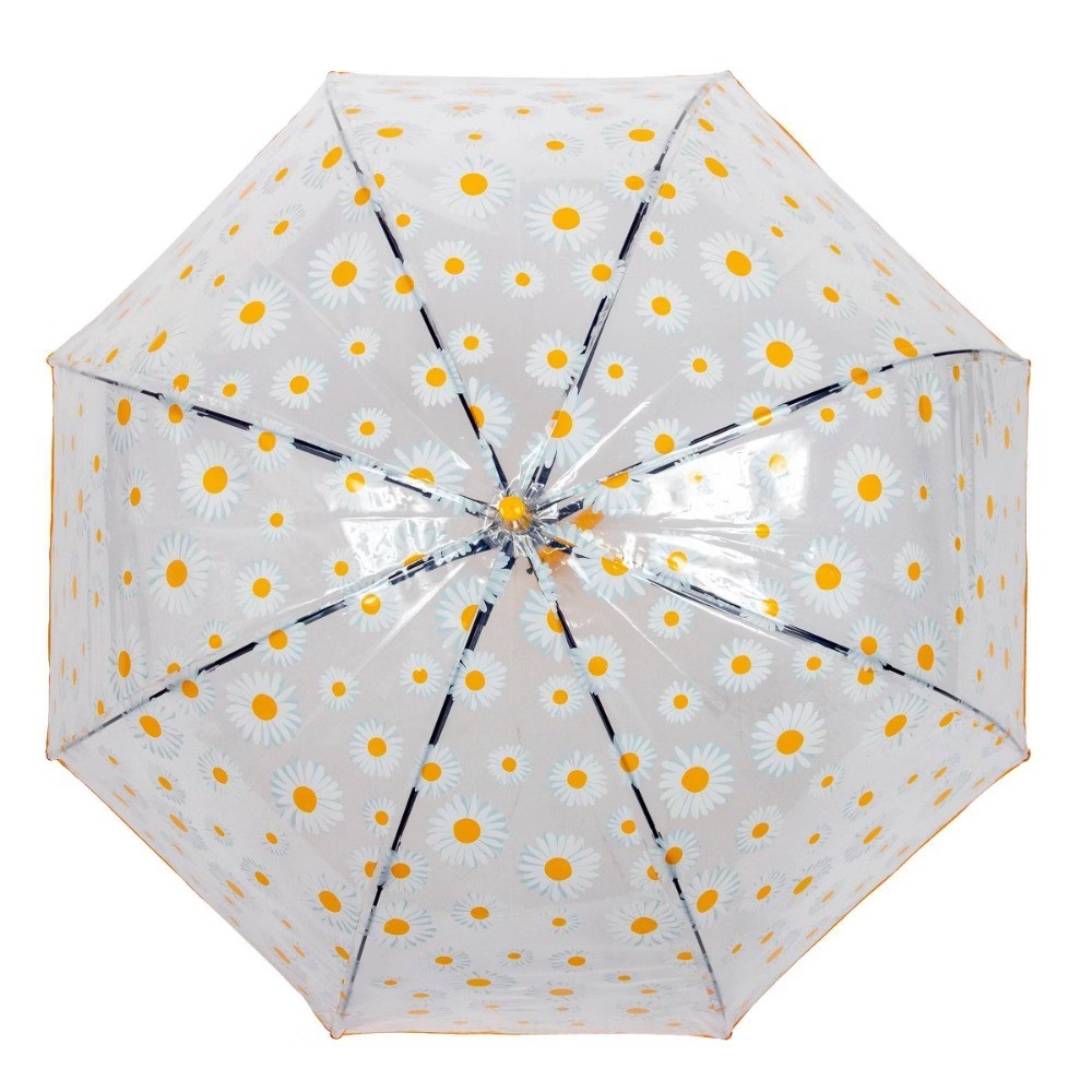 Bubble Daisy Bell Bubble Umbrella – Clear: Auto-Open, Plastic Handle, Floral