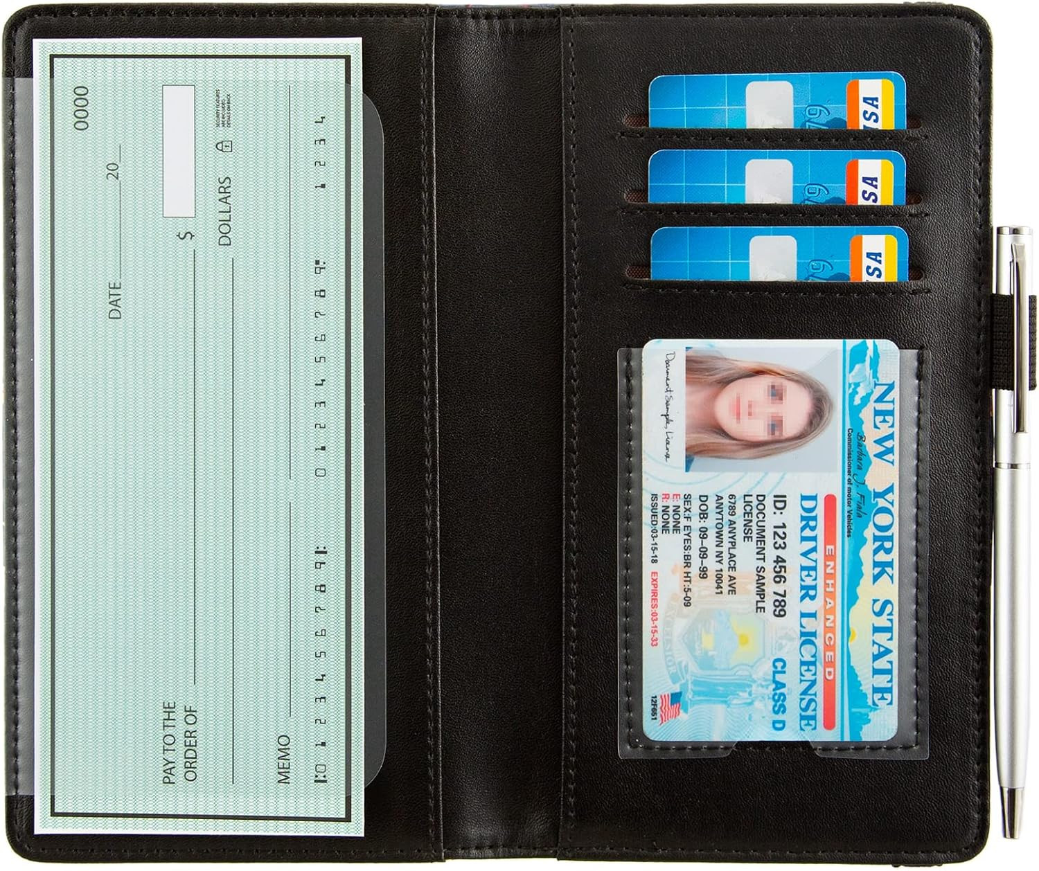 RFID Blocking Checkbook Cover Wallet with Credit Card Slot American Flag