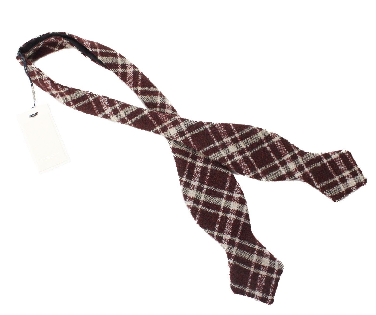 Suitsupply Check Bordeaux Bow Tie Mens One Size Wool Blend Adjustable