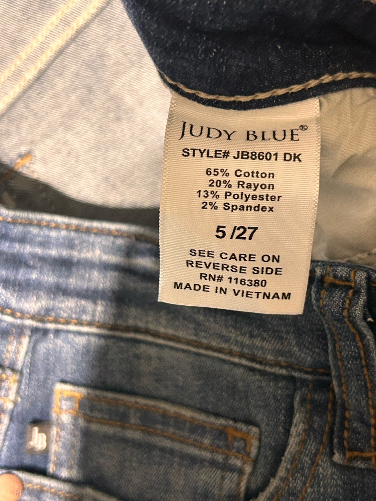 Judy Blue Jeans Women’s Sz 5/27 High Waist Straight Distressed Fade JB8601 DK