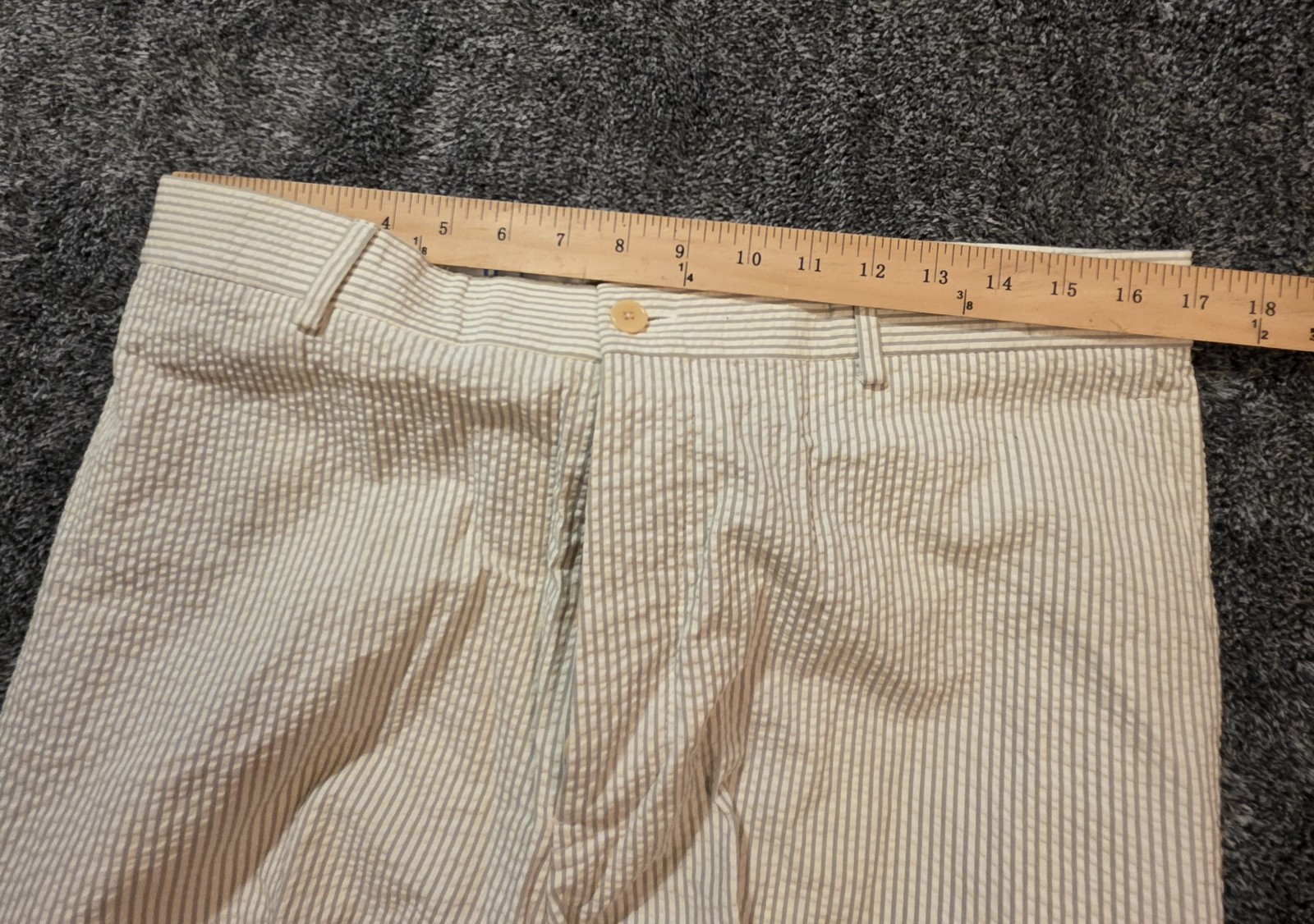 Haspel 2 Piece Seersucker Suit Tan Bisque White Men 46R 34×30 Old Money Southern