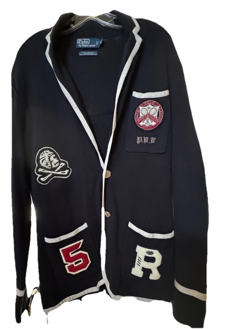 🫪🔥Ralph Lauren Navy PRL Bullion Crest Skull #5 Varsity Collegiate Blazer Men M