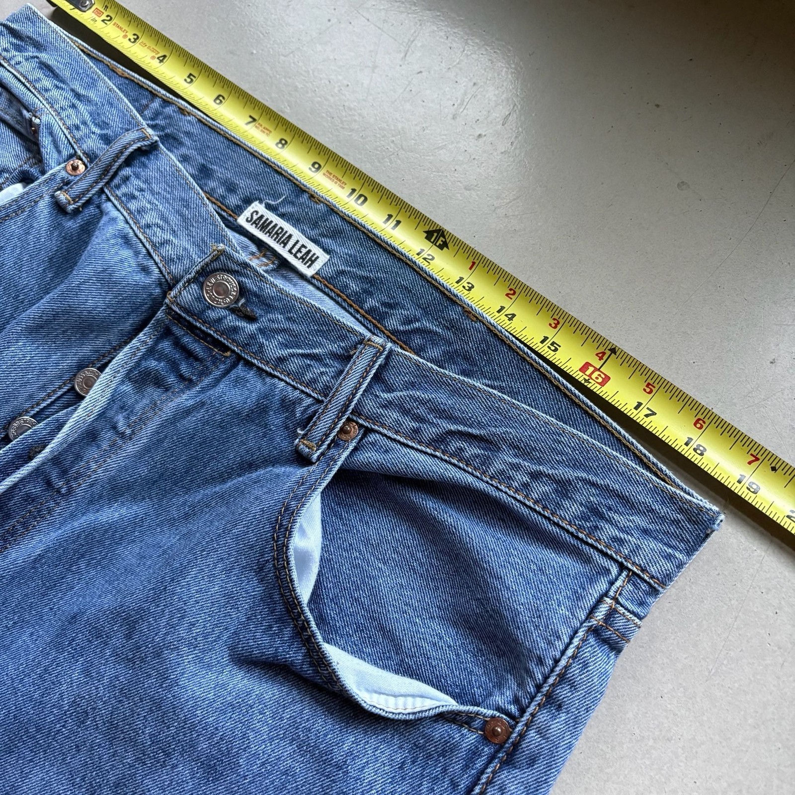 Samaria Leah Upcycled Levi’s 501 Button-Fly Straight Leg Jeans