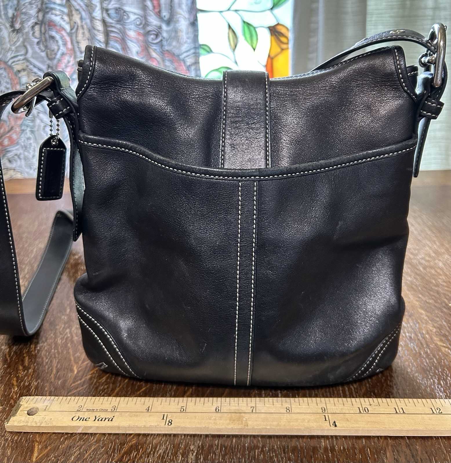 Coach #9480 Black Leather SoHo Shoulder Cross Body Bag, hang tag