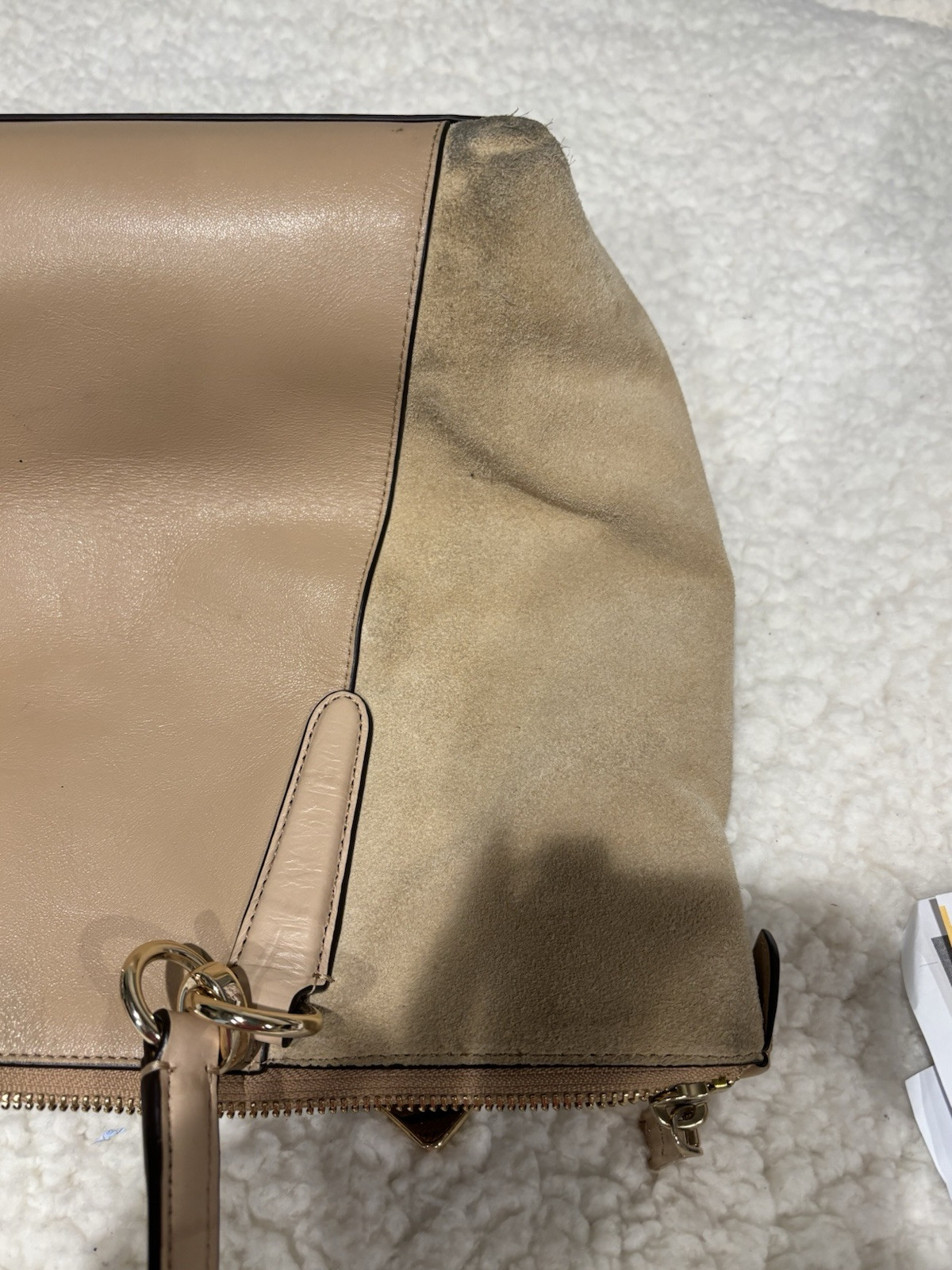 Coach Shoulder Tote “Ava” Leather Suede Two tone Nude Pre-Loved