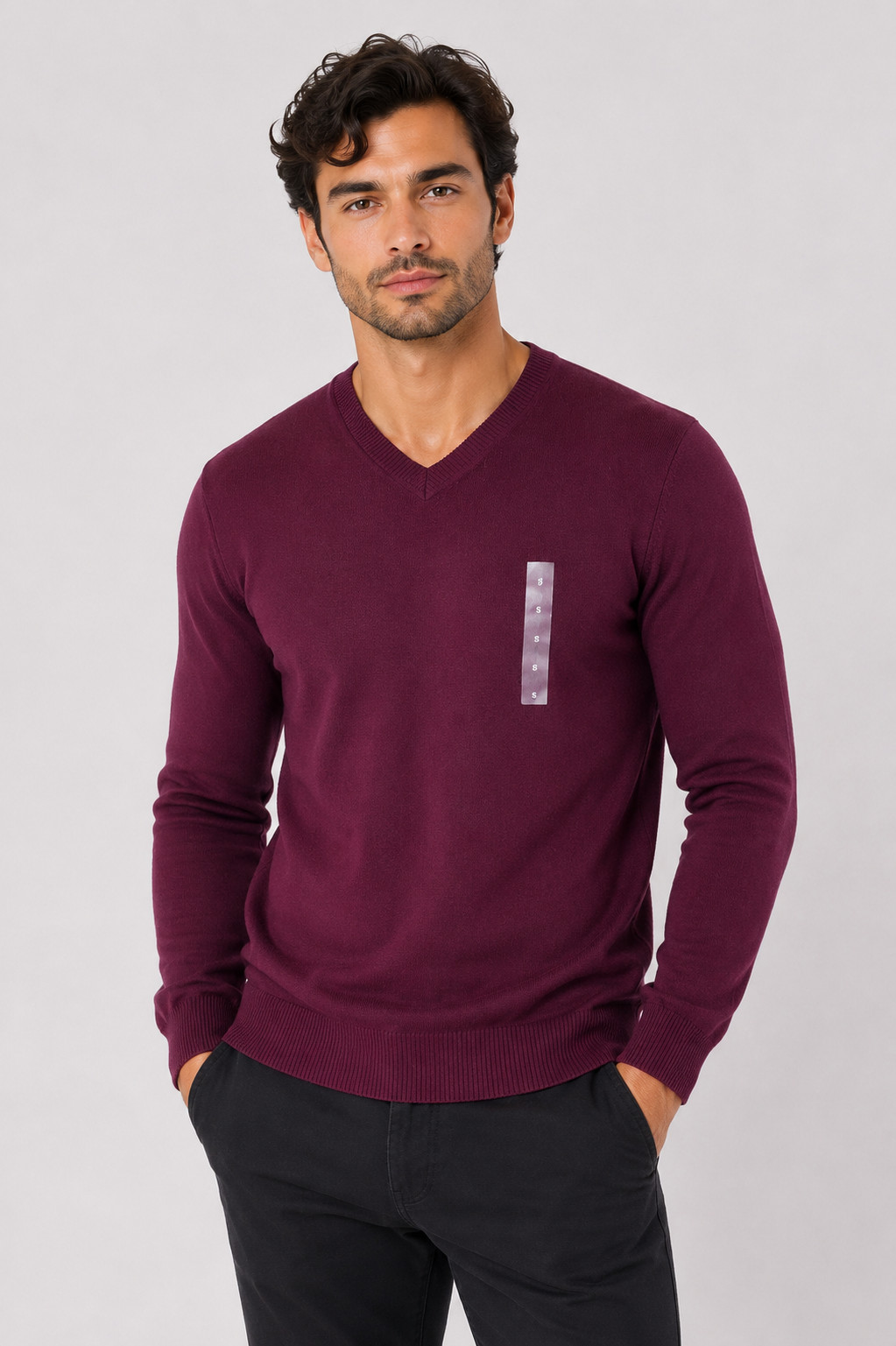 Alfani Mens Pullover Sweater New S M XL Maroon Red V-Neck Merino Wool knit Soft