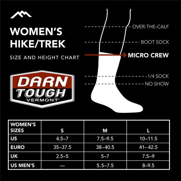 DARN TOUGH 1970 Purple Bear Town Micro Crew Light Cushion Womens Socks M L Wool