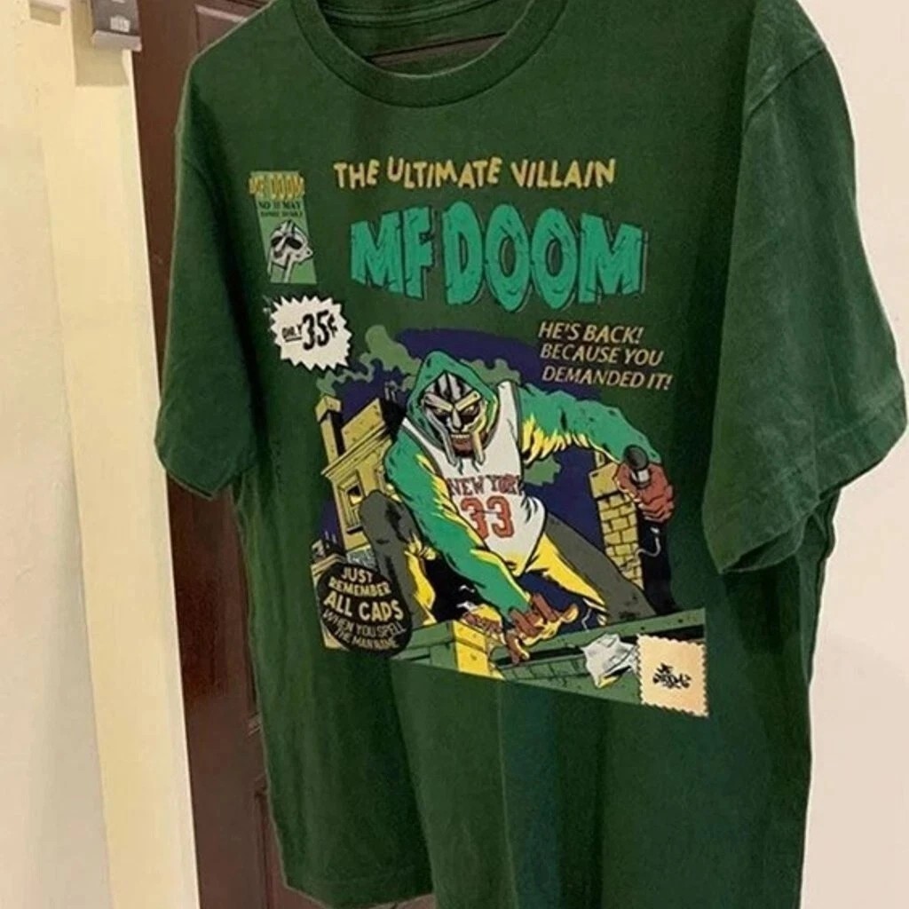MF Doom T-shirt Retro 90’s Hip Hop Rap Tour Forest Green Tee Doom S-5XL