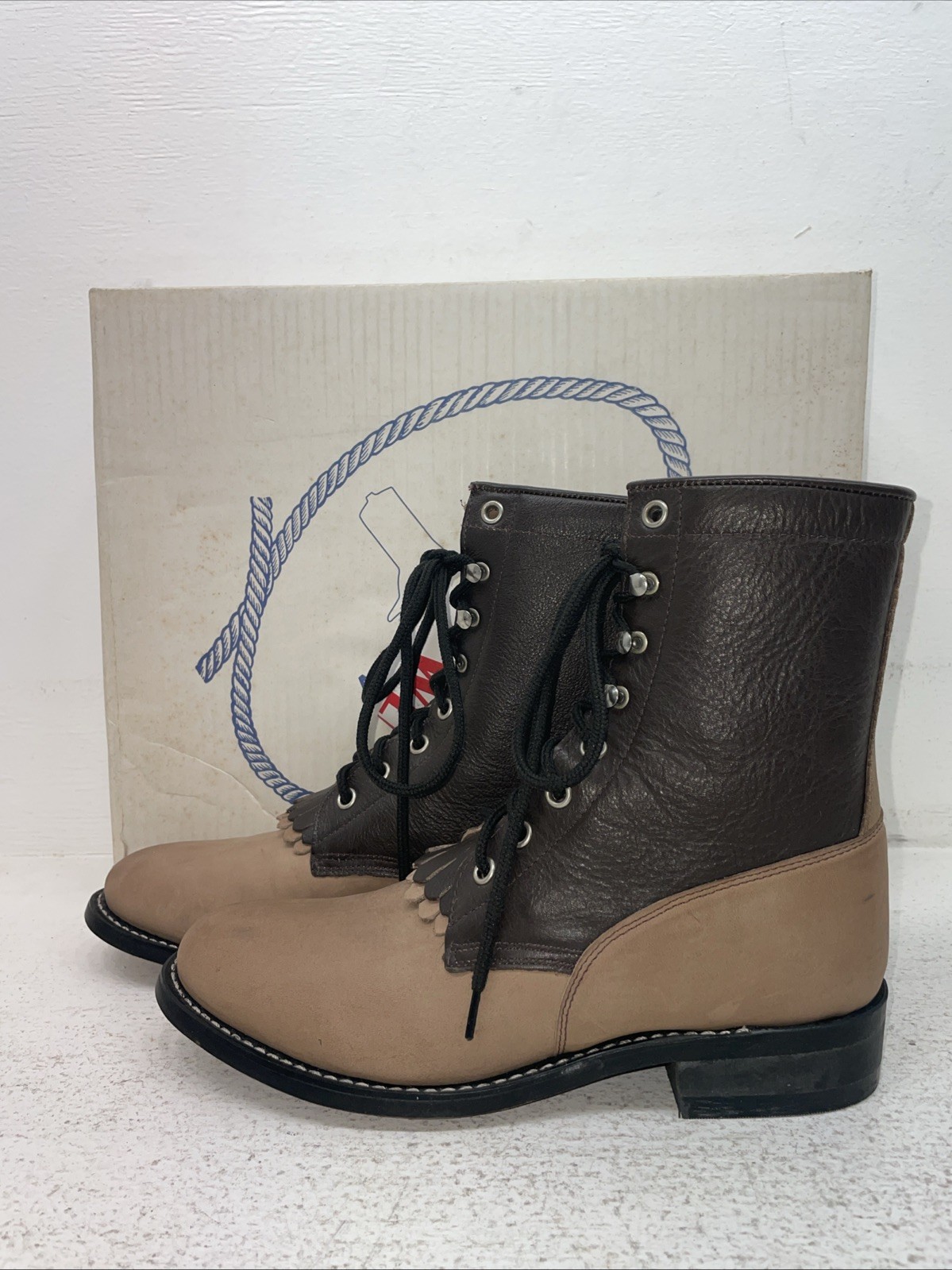 New Men’s Brown Lac Up A Jama Product Cowboy Boots. Y 5110 G 4.5 4 1/2. 2-60