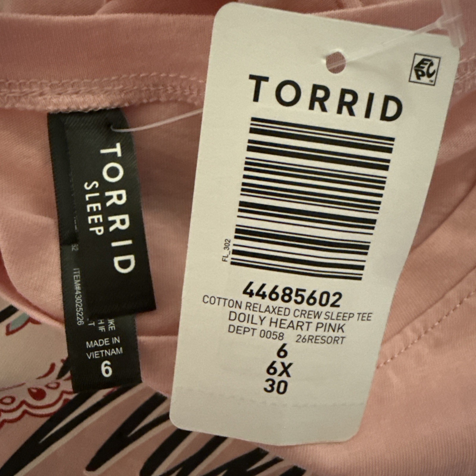 TORRID TEE SHIRT COTTON SHORT SLEEVE TEE 6 6X 6XL 30 NEW