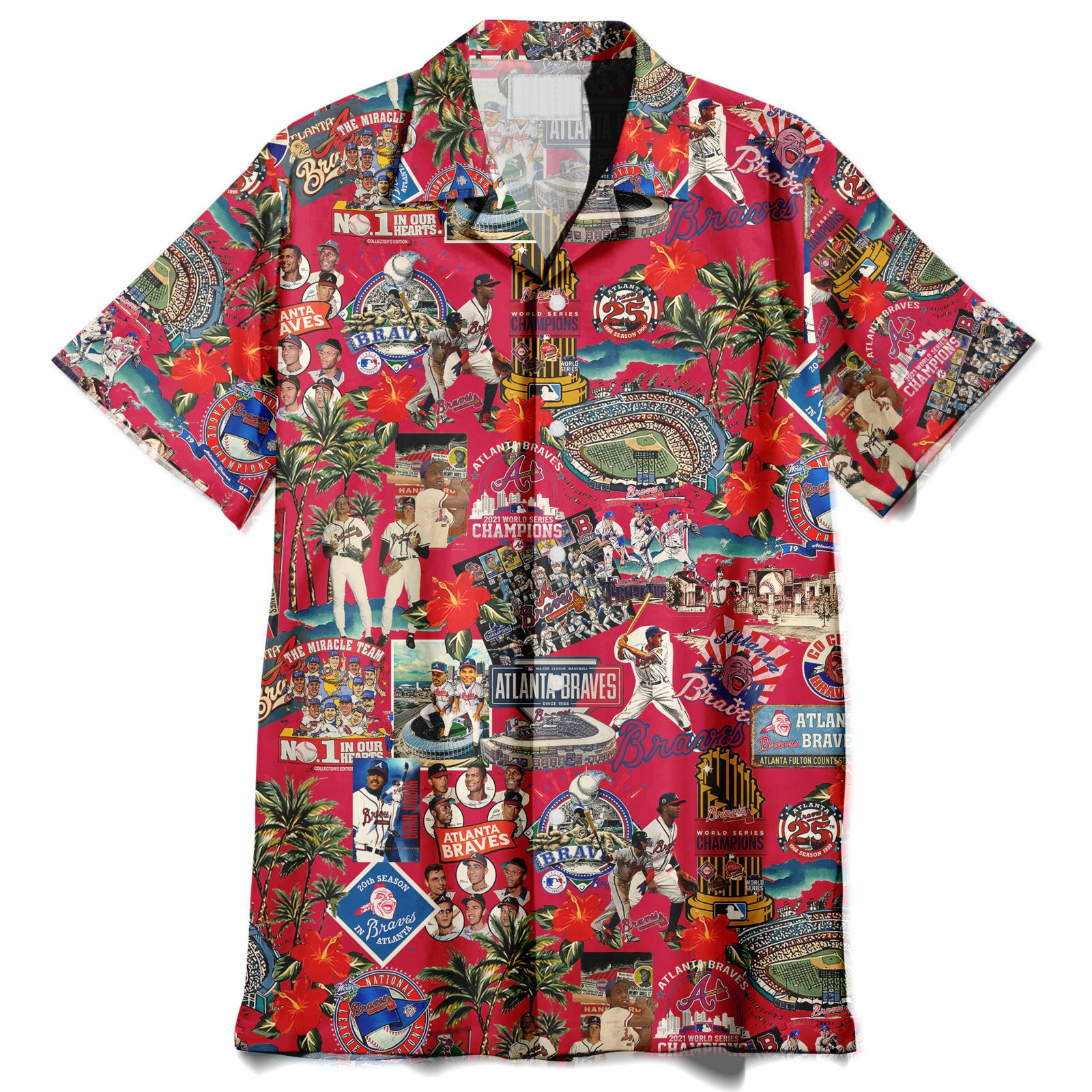 Atlanta Braves Palm Trees Pennants And Baseball Glory Hawaiian Shirt O