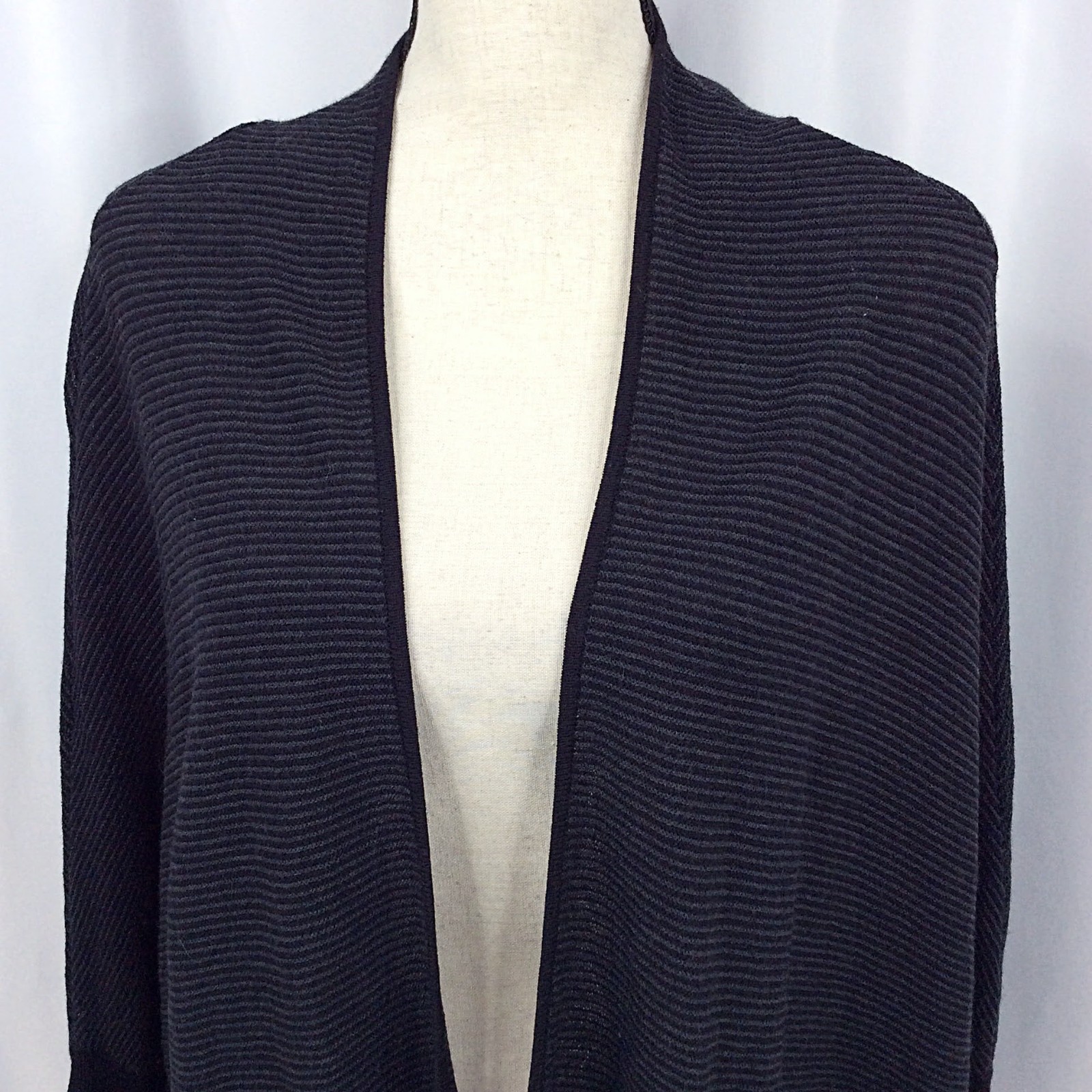 Eileen Fisher Batwing Dolman Sleeve Thin Knit Cardigan Sweater Large 100% Wool