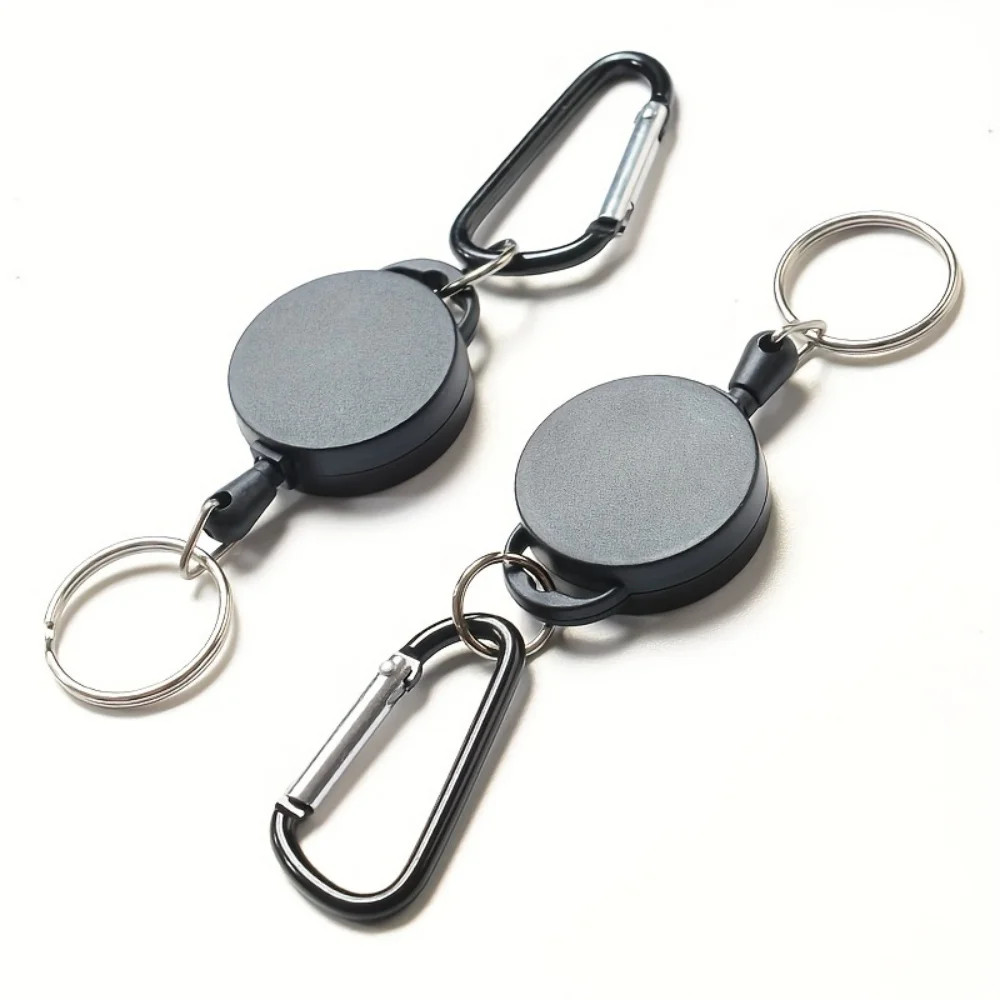 2 Black Men’S High Elastic Retractable Anti Loss Keychain Lanyards Outdoor Easy