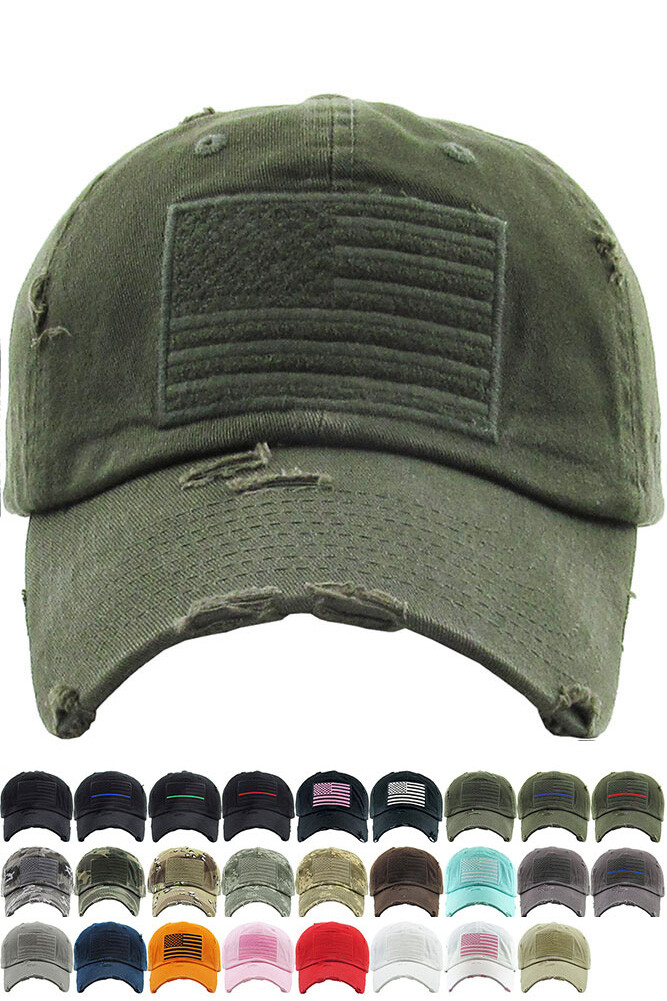 KBETHOS Unisex American USA Flag Washed Vintage Cotton Distressed Baseball Cap