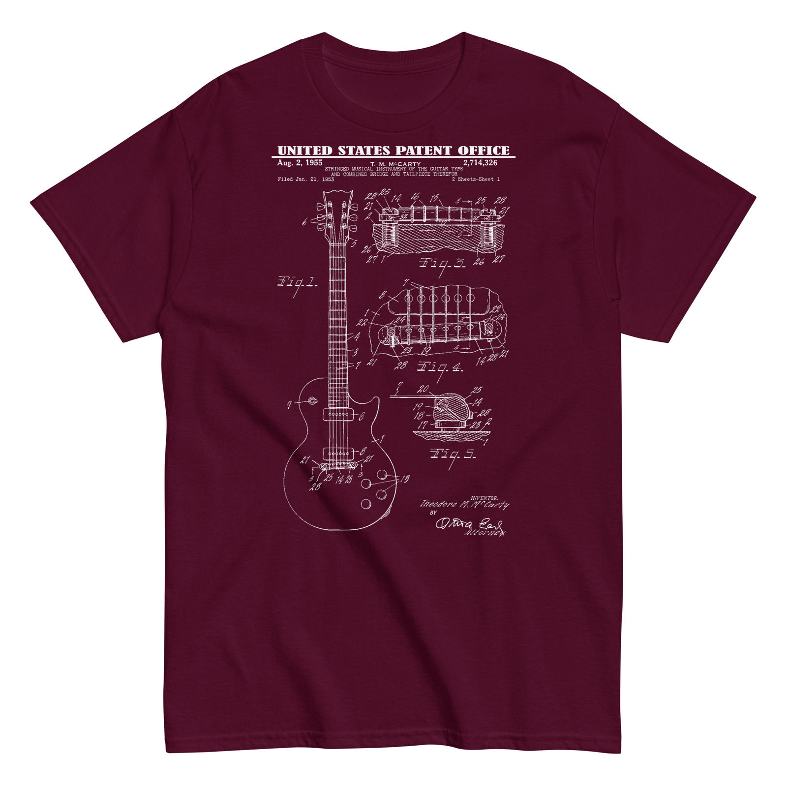 1955 GIBSON LES PAUL GUITAR PATENT Unisex Classic T-Shirt