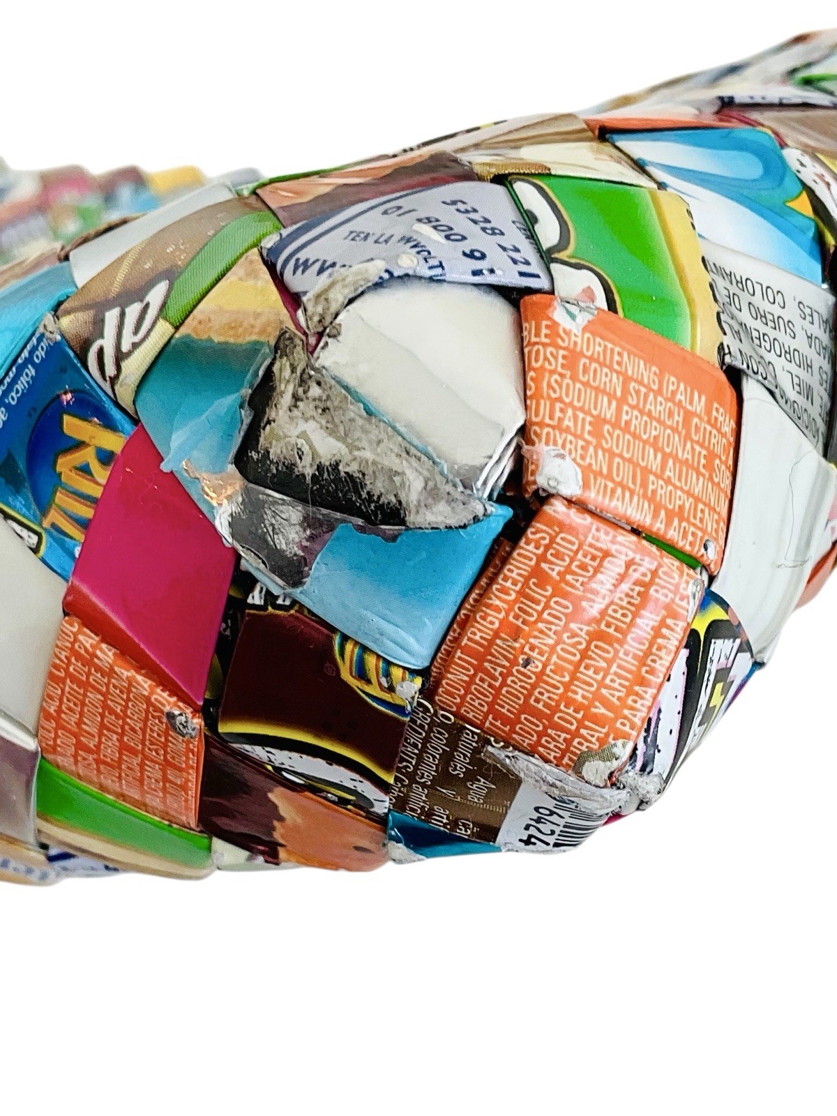 Nahui Ollin Vintage Candy Wrapper Woven Crossbody Clutch Bag Large