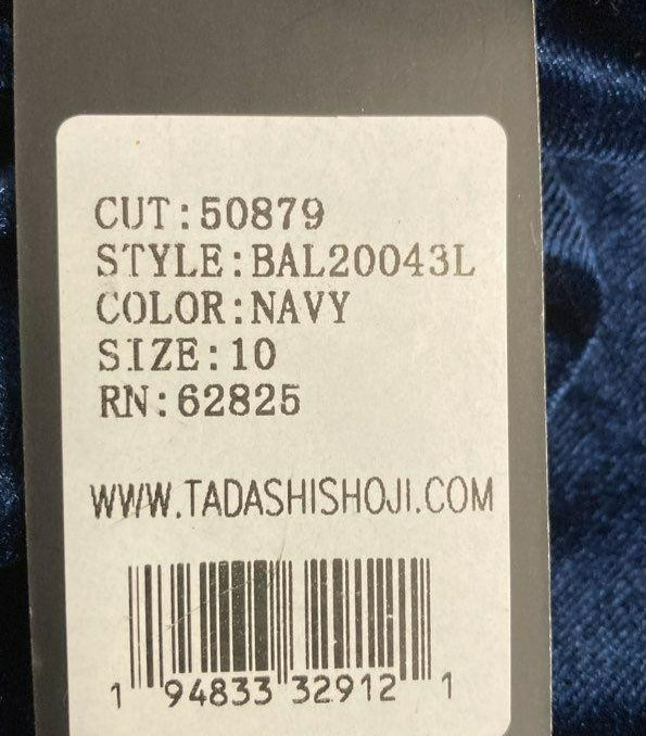 Tadashi Shoji Dunstan Back Drape Gown BAL20043L-NAVY Size 10 $669 NWT