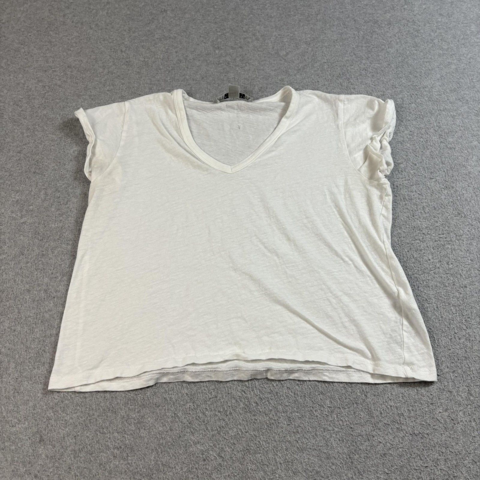 AllSaints Anna V Tee Shirt Women 4 White Short Sleeve Organic Cotton Cropped