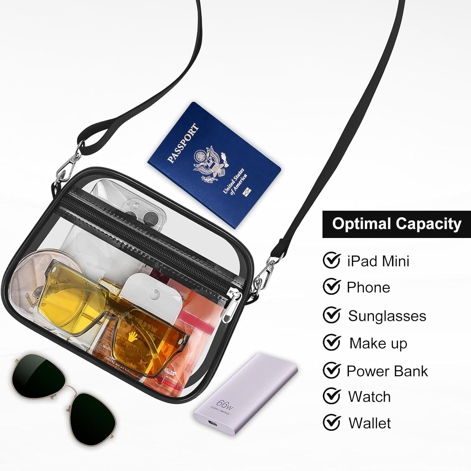 Clear Bag for Stadium Events Clear Sports Fan Handbags Purses with Adjustbale St