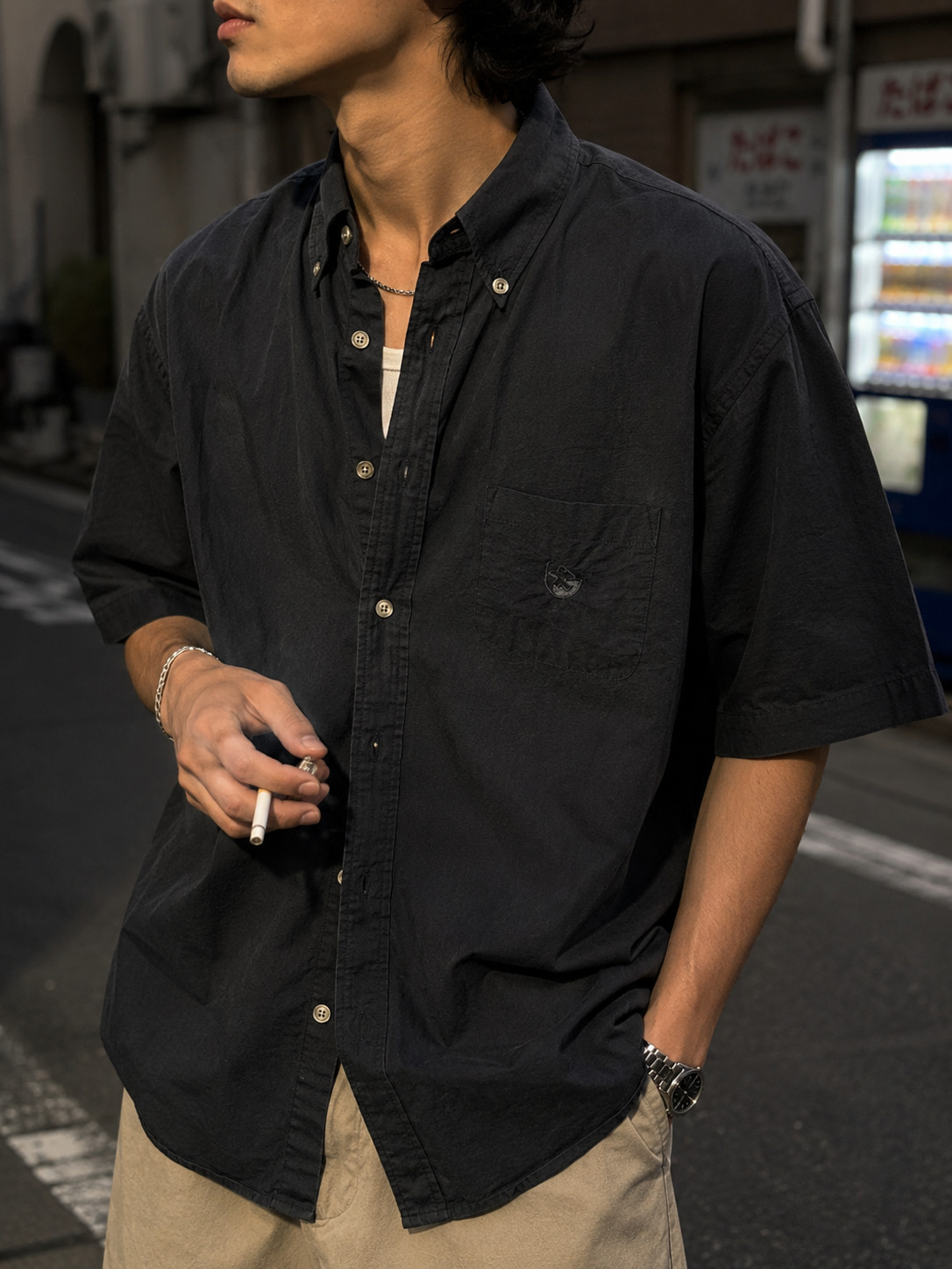 OUR LEGACY X STUSSY BLACK SHORT SLEEVE SHIRT BLACK SIZE M BOXY