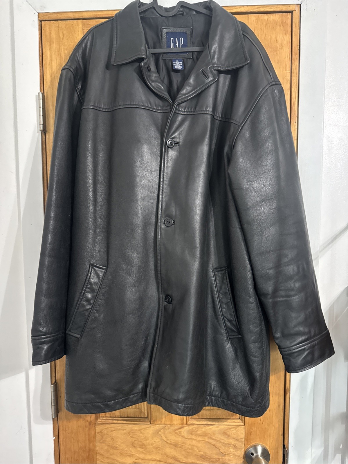 Gap vintage Men’s XL Genuine Leather 90’s-2000’s Mid-Length Jacket RARE Vampire