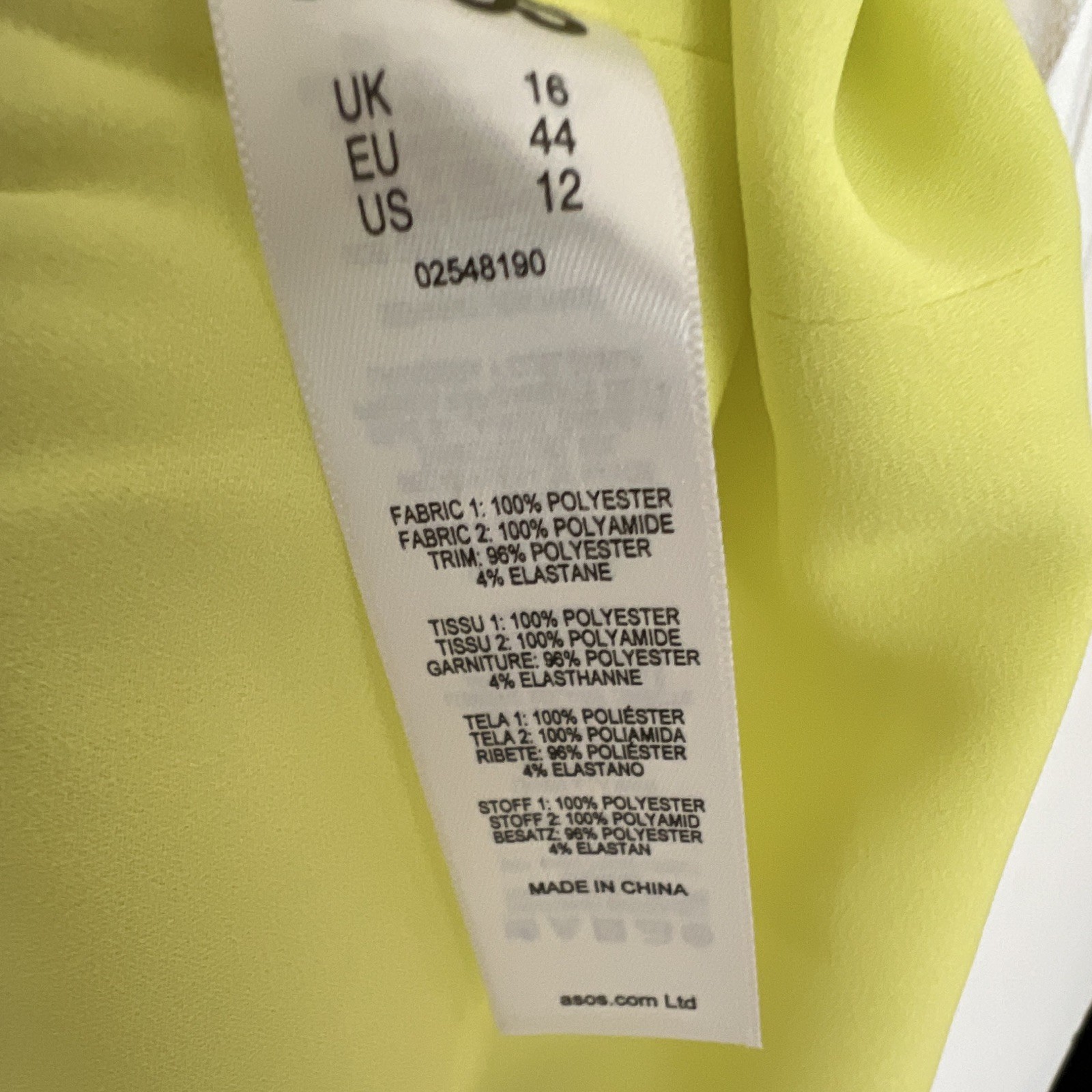 NWT ASOS Dress 12 / 16 Yellow Lace Pencil Bodycon Black Trim Sleeveless Party US