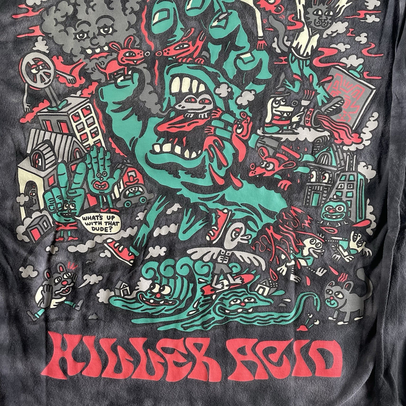 Killer Acid x Santa Cruz Crystal Hand Black Tie Dye Long Sleeve T-Shirt Medium