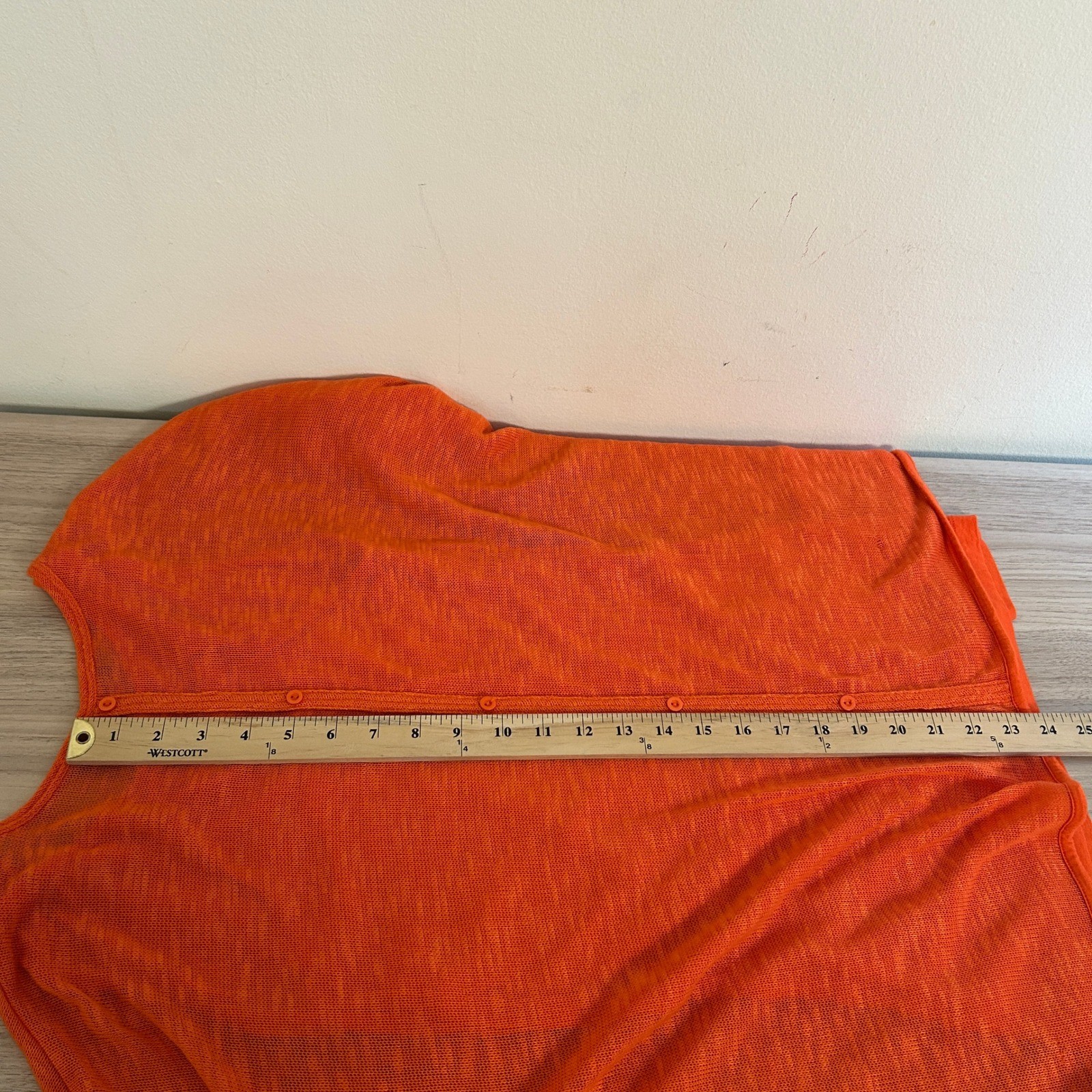 Context Orange Button Back Knit Top Oversized 3/4 Sleeve Small
