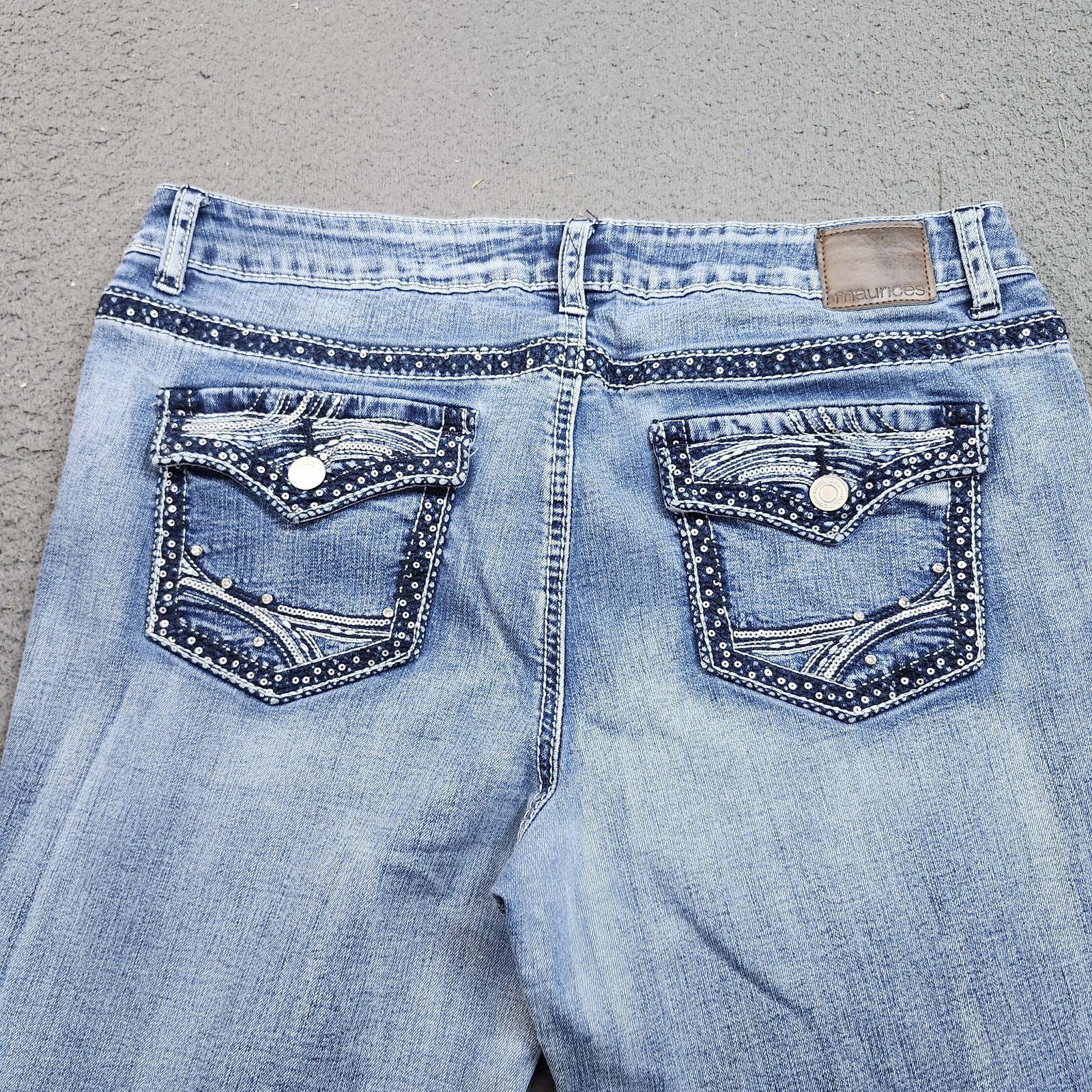 Maurices Bootcut Jeans Juniors 13/14 Reg Blue Wash Stretch Embellished 32×31