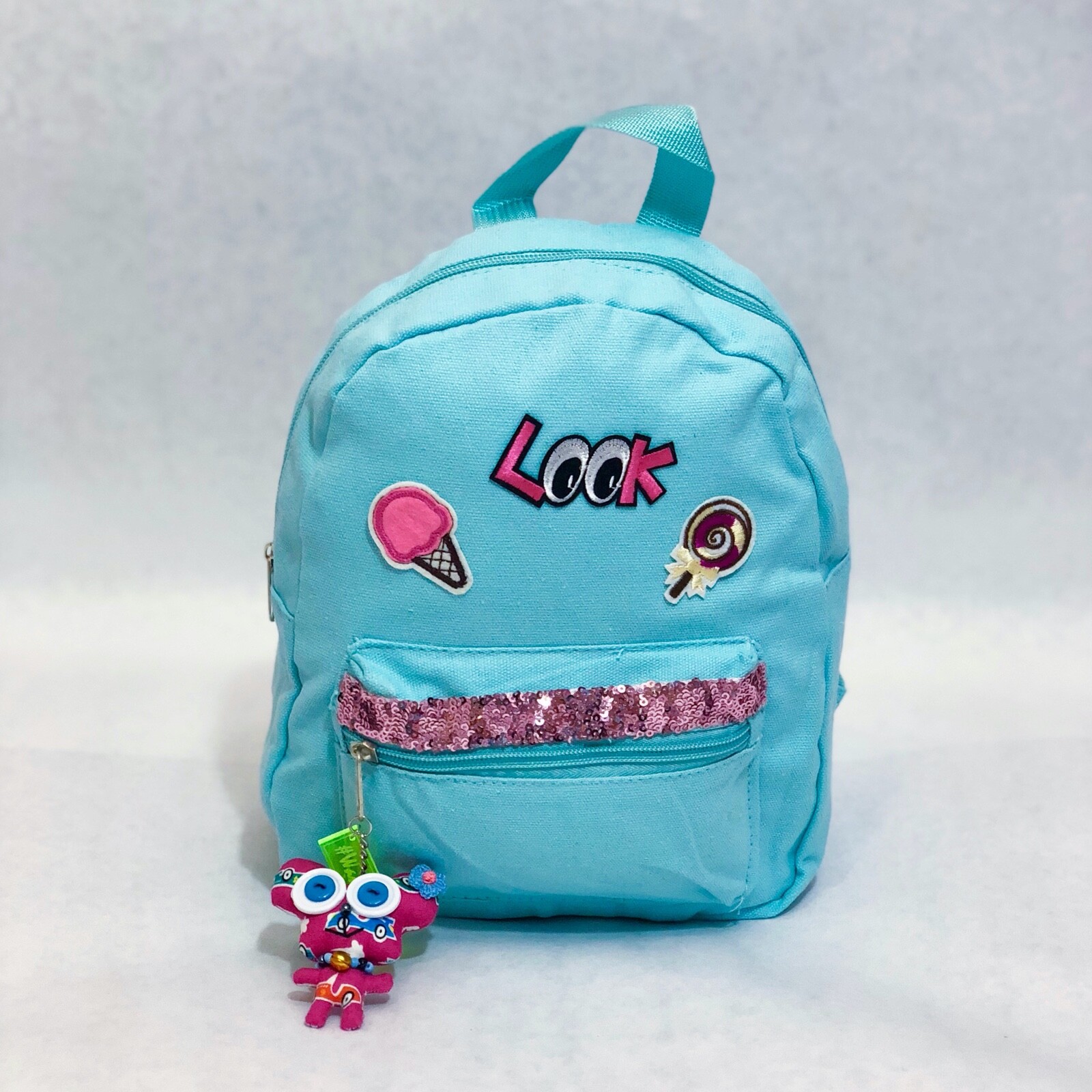 New #Wanderlust Canvas Mini Backpack (3.5″ W x 8″ L x 11″ H) Handmade Blue4