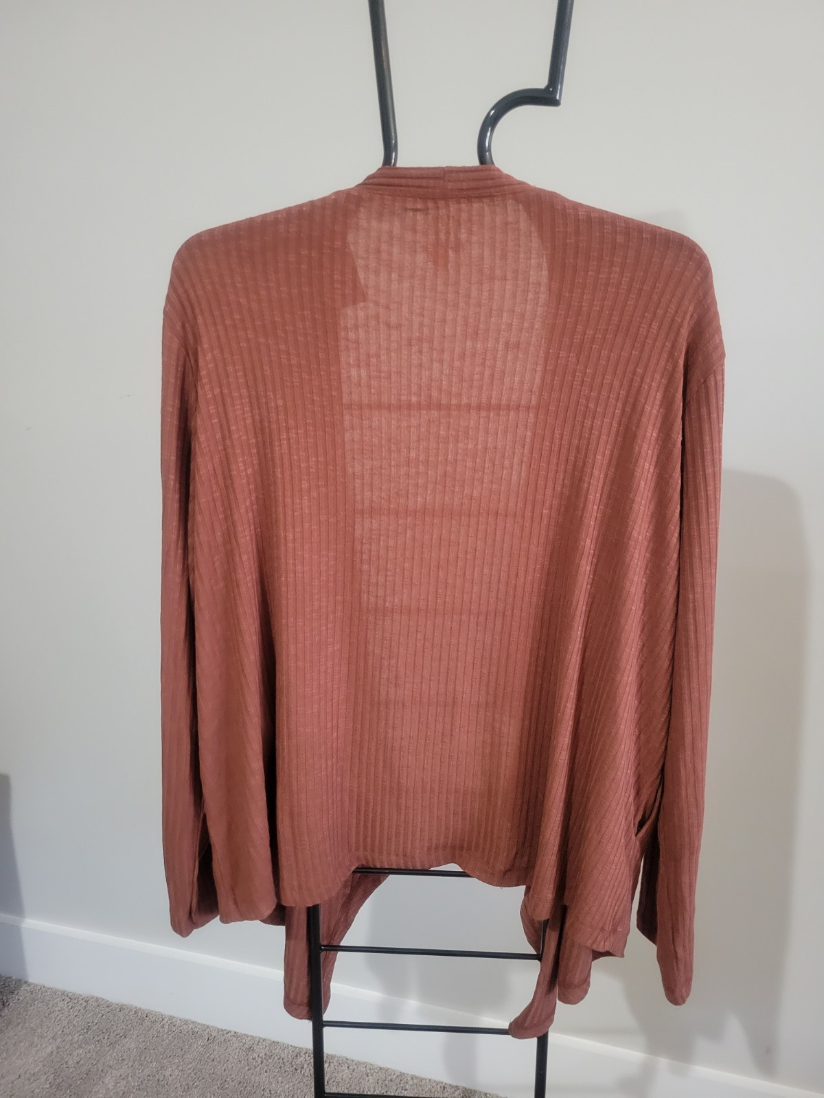 Hue Rust Brown Size 2X Ribbed Long Sleeve Cardigan NWT Rayon Poly Spandex Blend