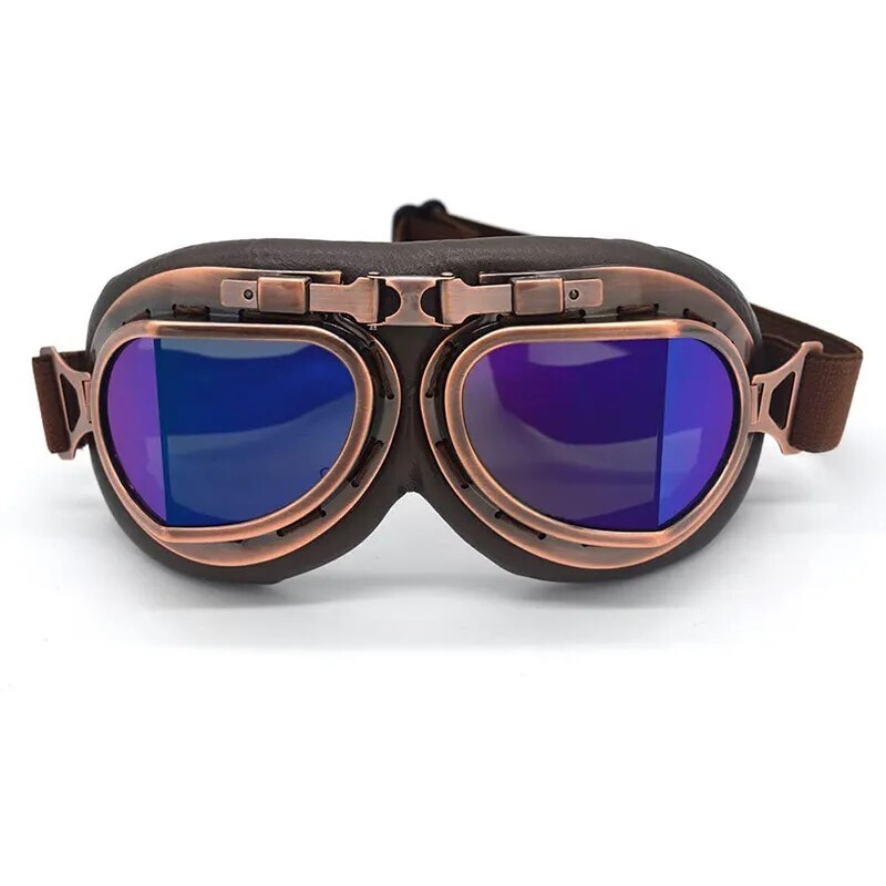 Vintage Copper Frame Steampunk Motorcycle Goggles Sunglasses Retro Riding Travel