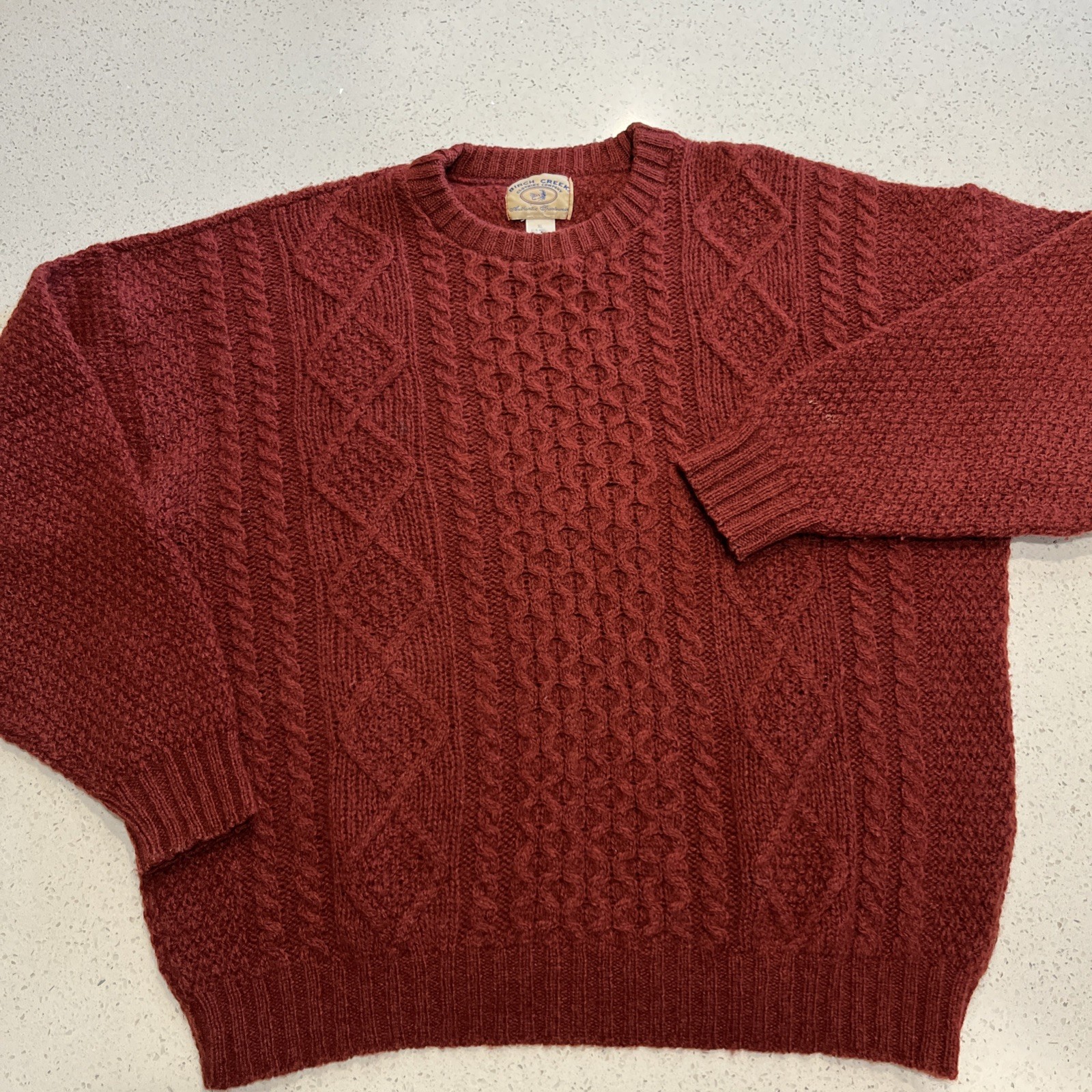 Vintage Birch Creek Sweater Mens XL Fisherman Wool Blend Made USA Thick